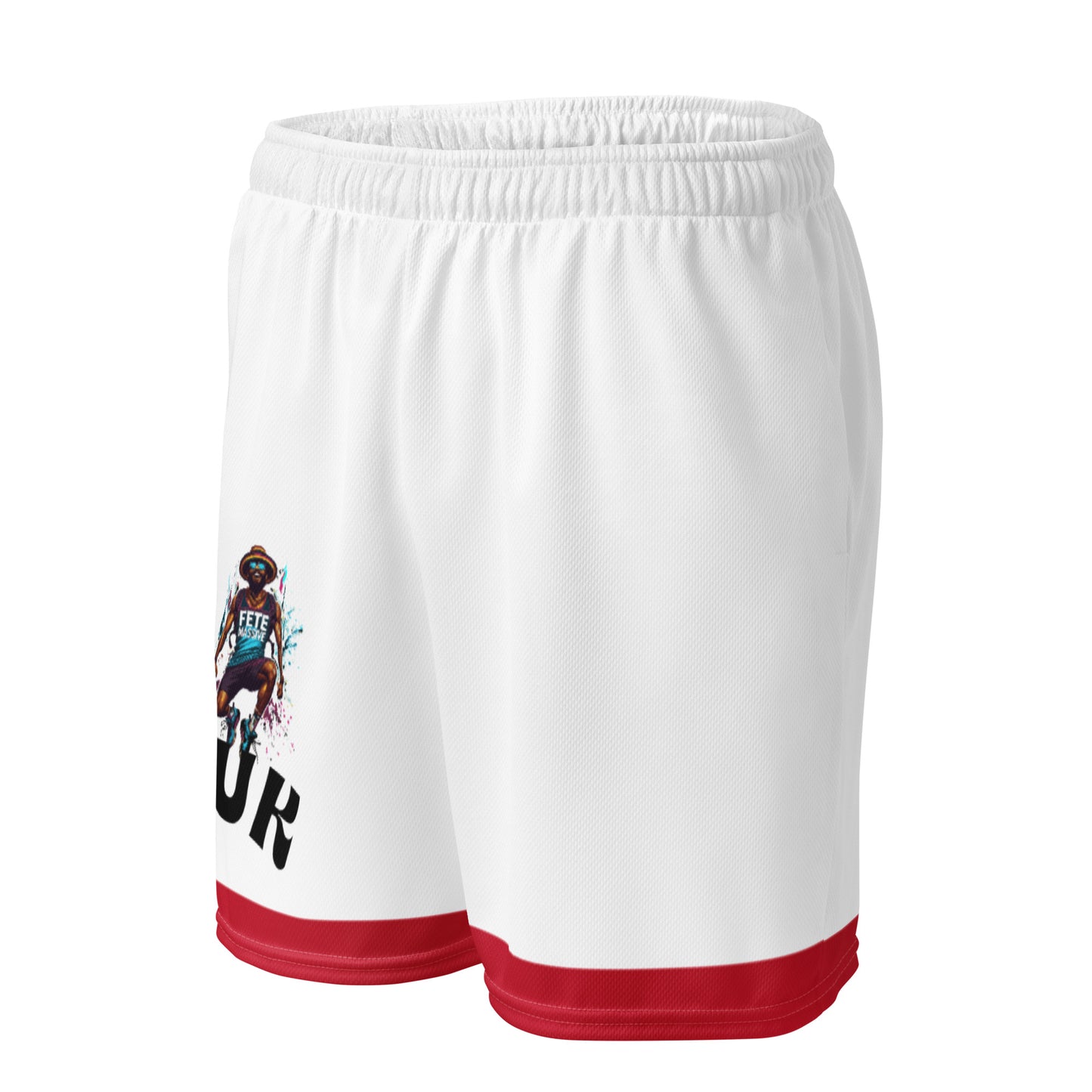 Exercise with WUK - Unisex mesh shorts (Red trim)