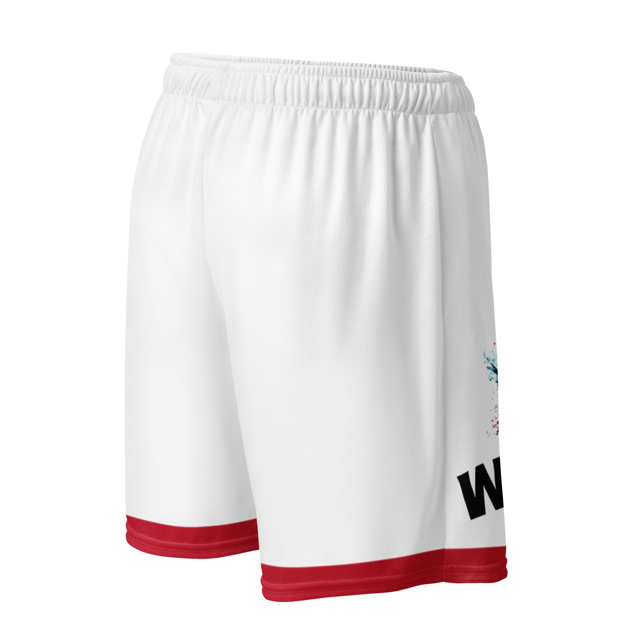 Exercise with WUK - Unisex mesh shorts (Red trim)-Fete Massive