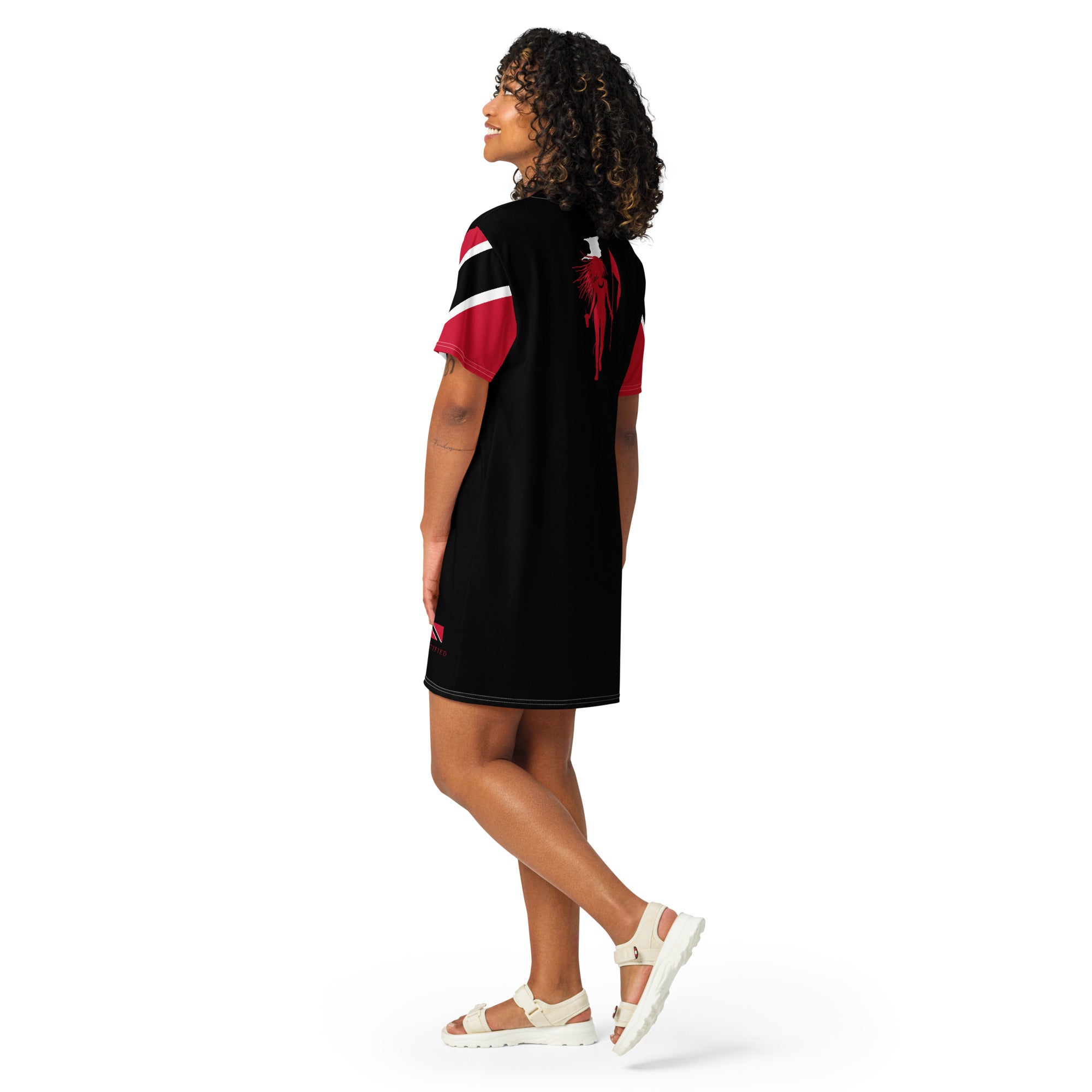 (Female) Trinidad T-shirt dress (Black)-Fete Massive