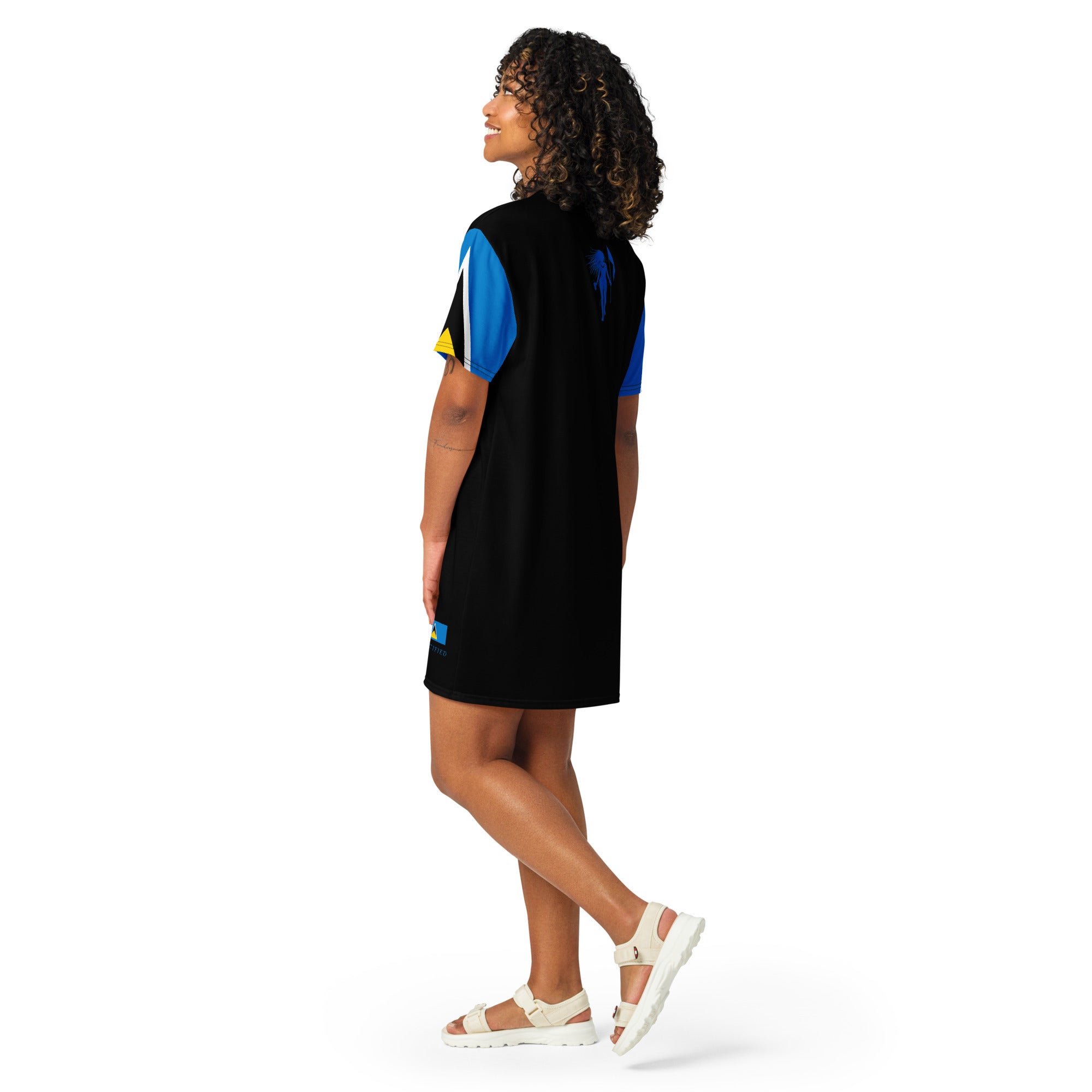 St. Lucia T-shirt dress (Black)-Fete Massive