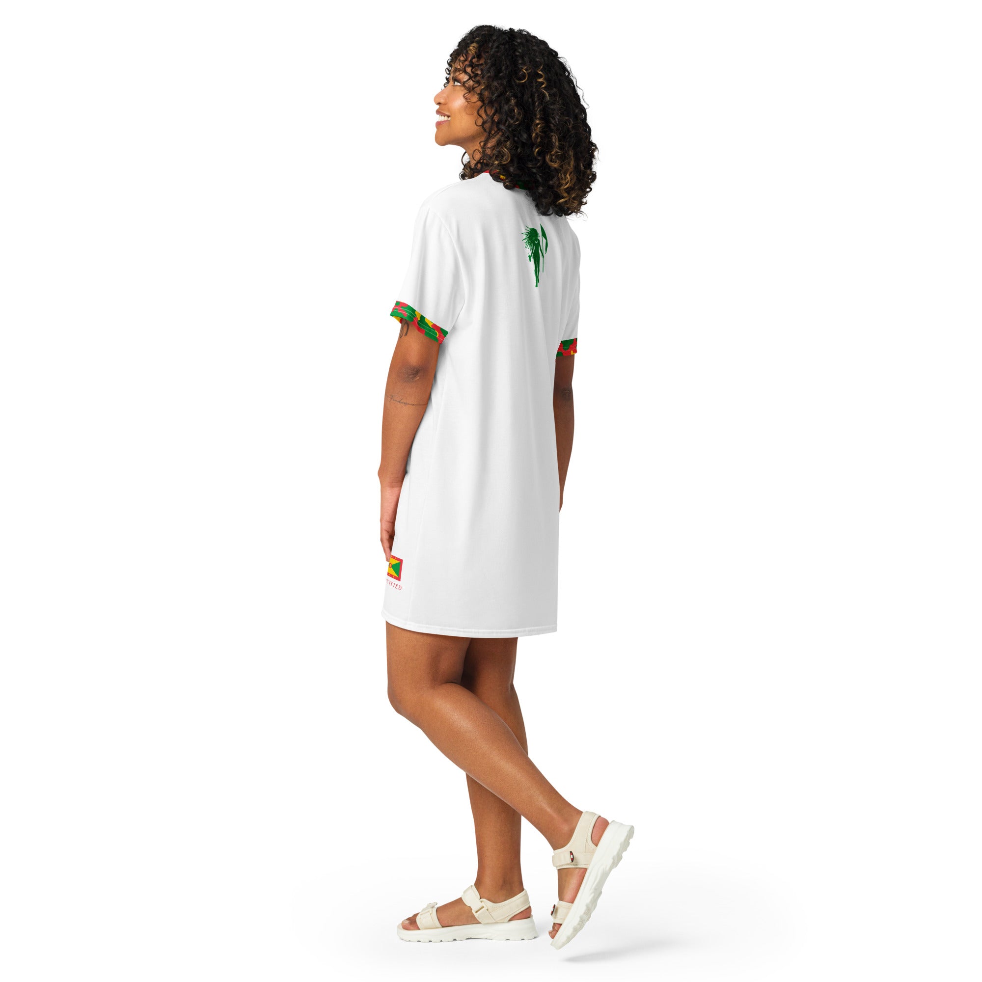 Grenada T-shirt dress (White)-Fete Massive