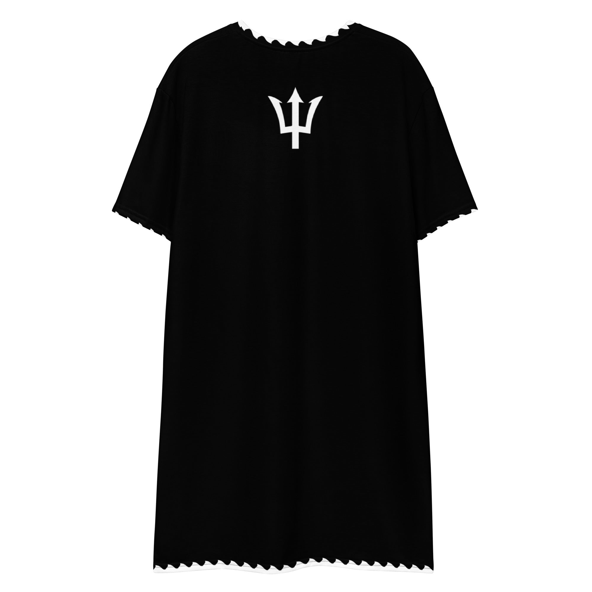 Barbadaos T-shirt dress (Black with White Trim)-Fete Massive