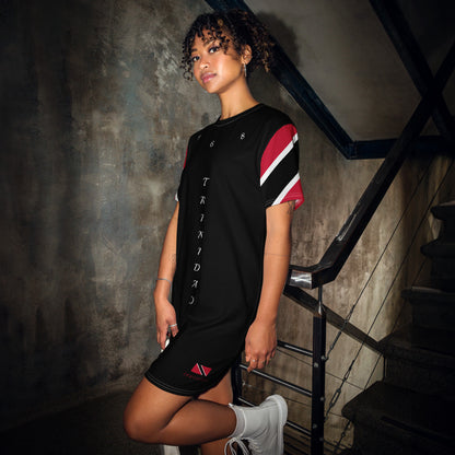 (Female) Trinidad T-shirt dress (Black)-Fete Massive