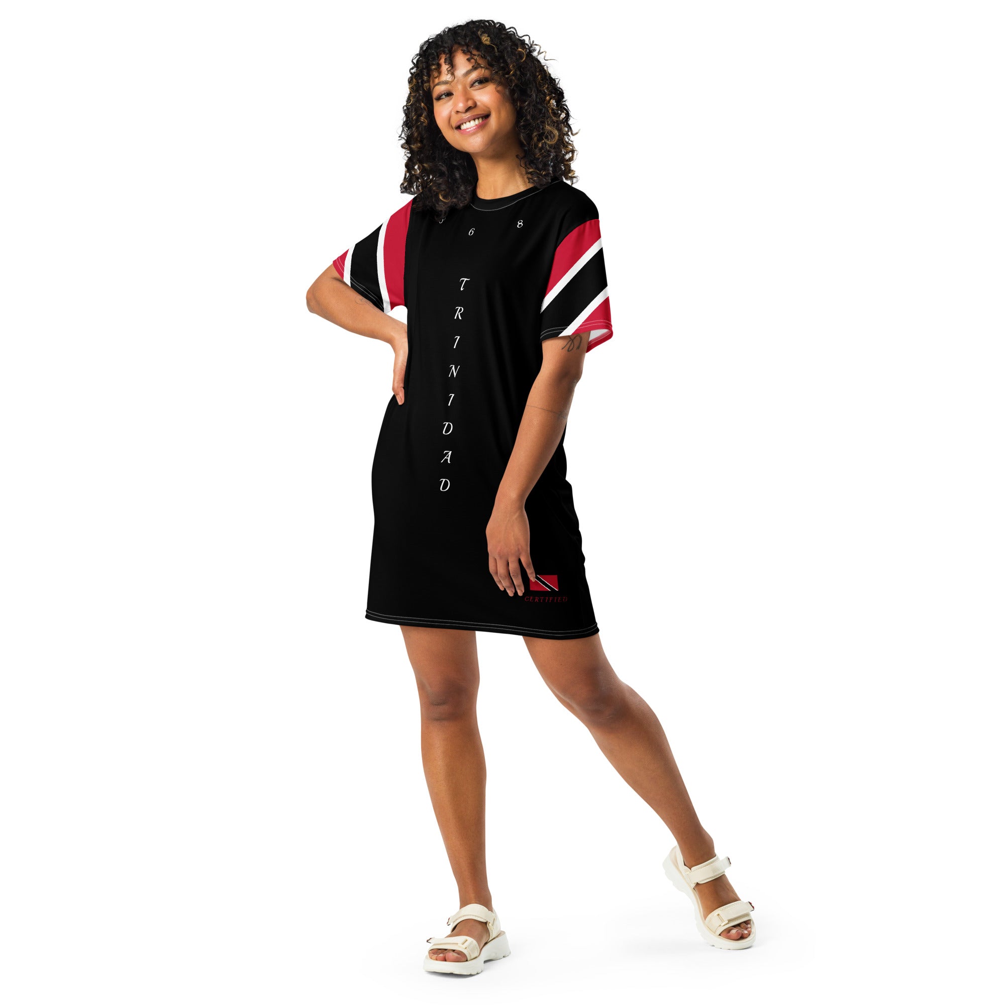 (Female) Trinidad T-shirt dress (Black)-Fete Massive