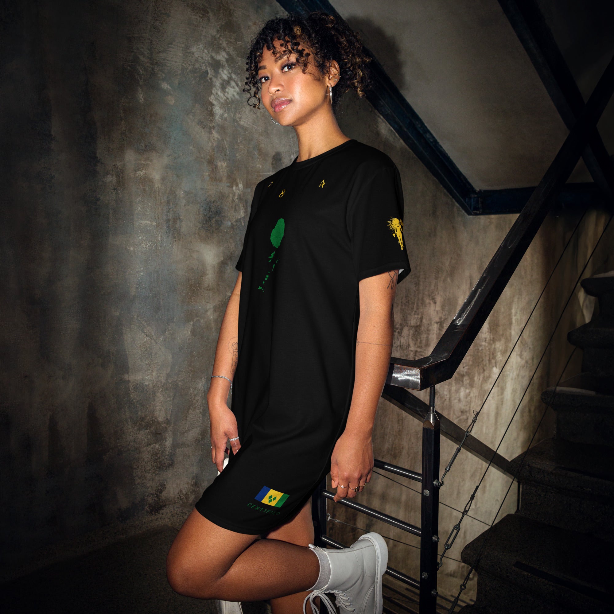 Saint Vincent Vincy T-shirt dress (Black)-Fete Massive