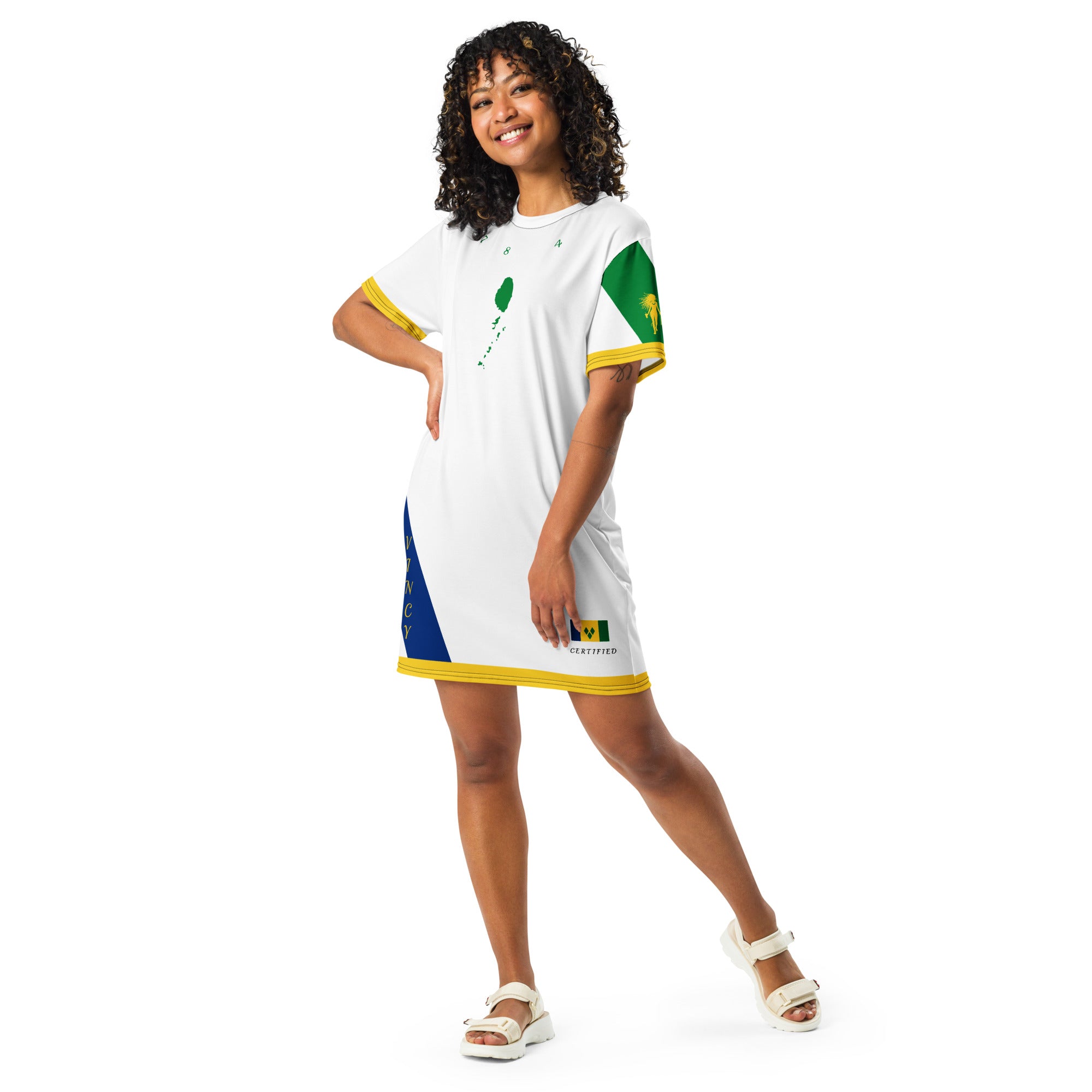 Saint Vincent Fetren T-shirt dress (White)-Fete Massive