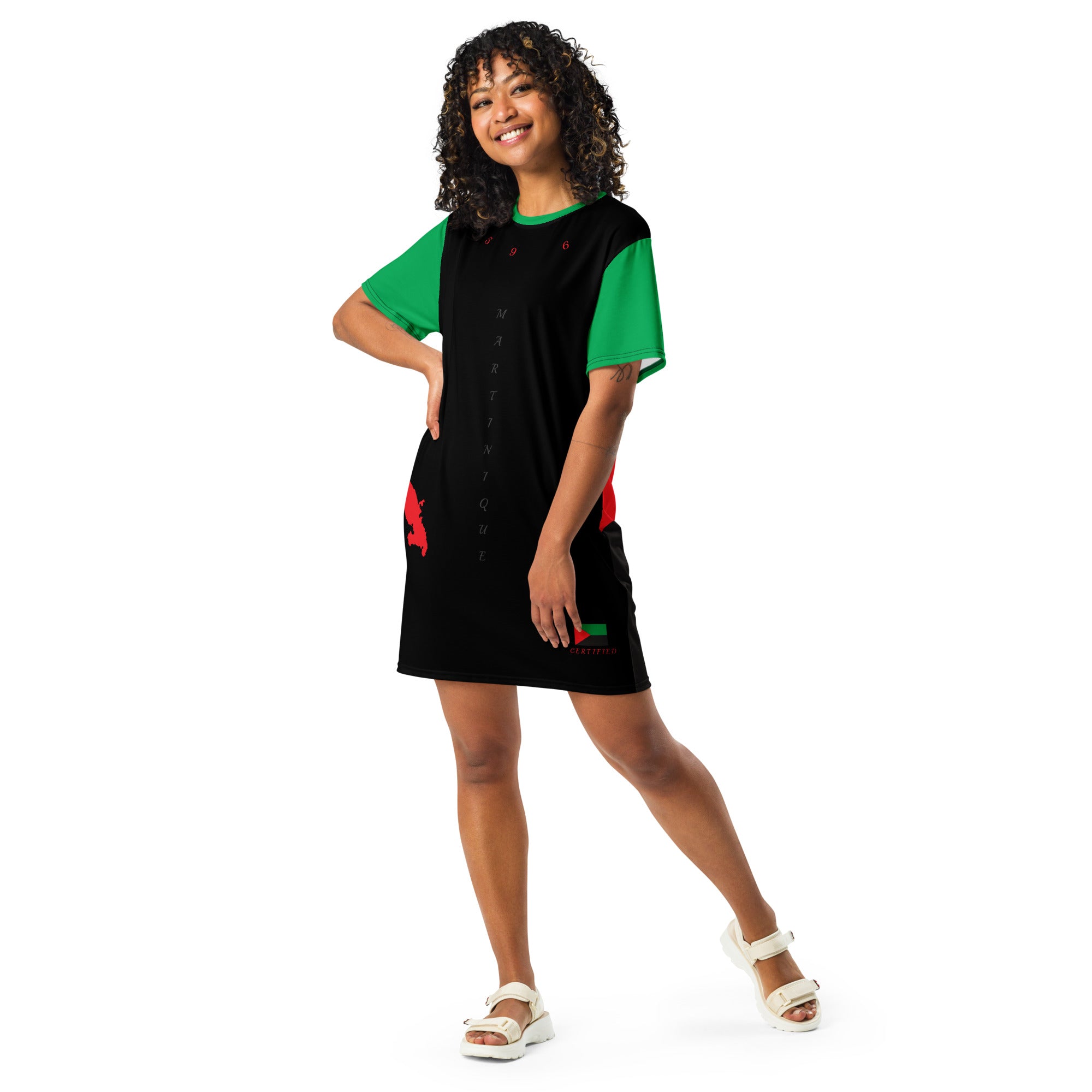 Martinique T-shirt dress (Black)-Fete Massive