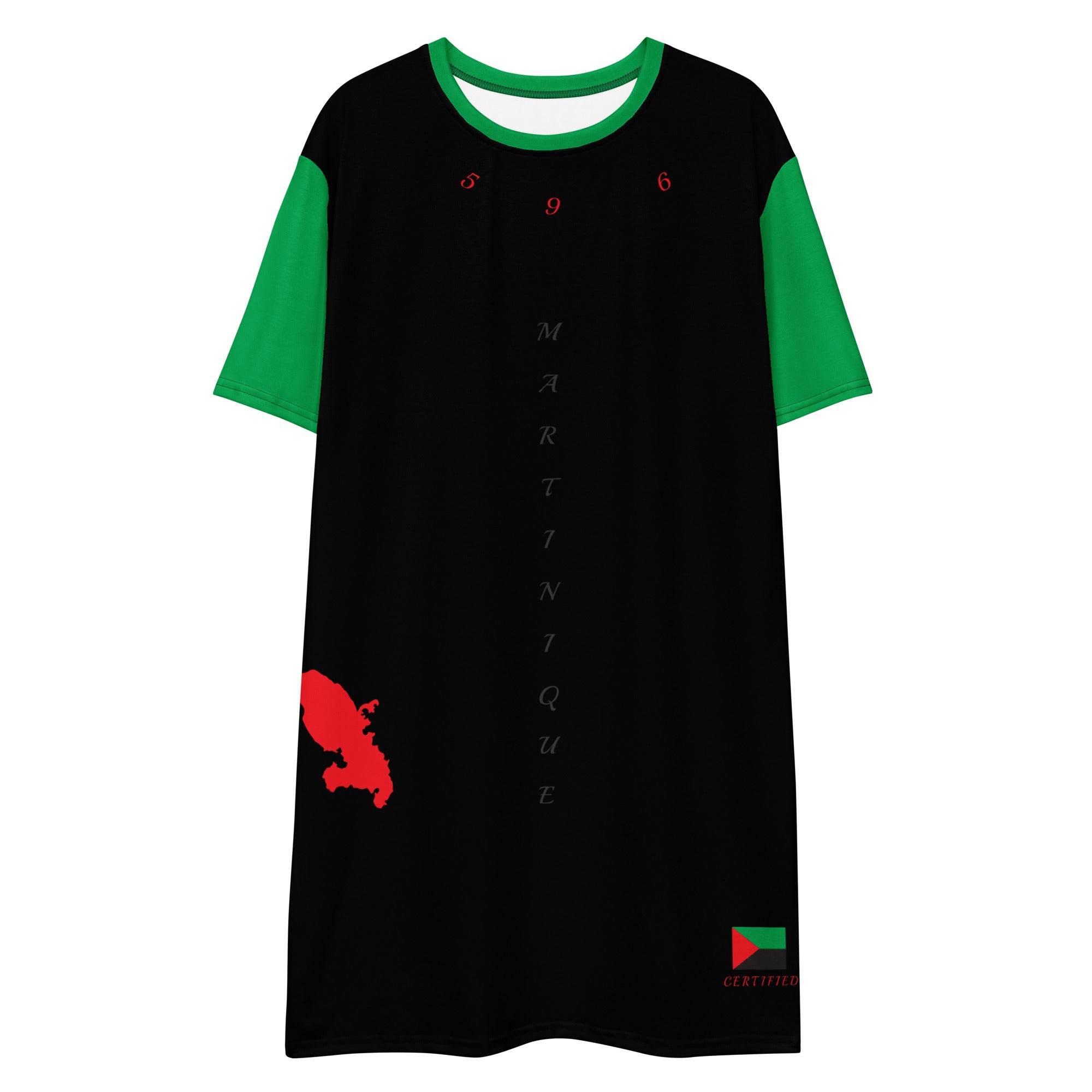 Martinique T-shirt dress (Black)-Fete Massive