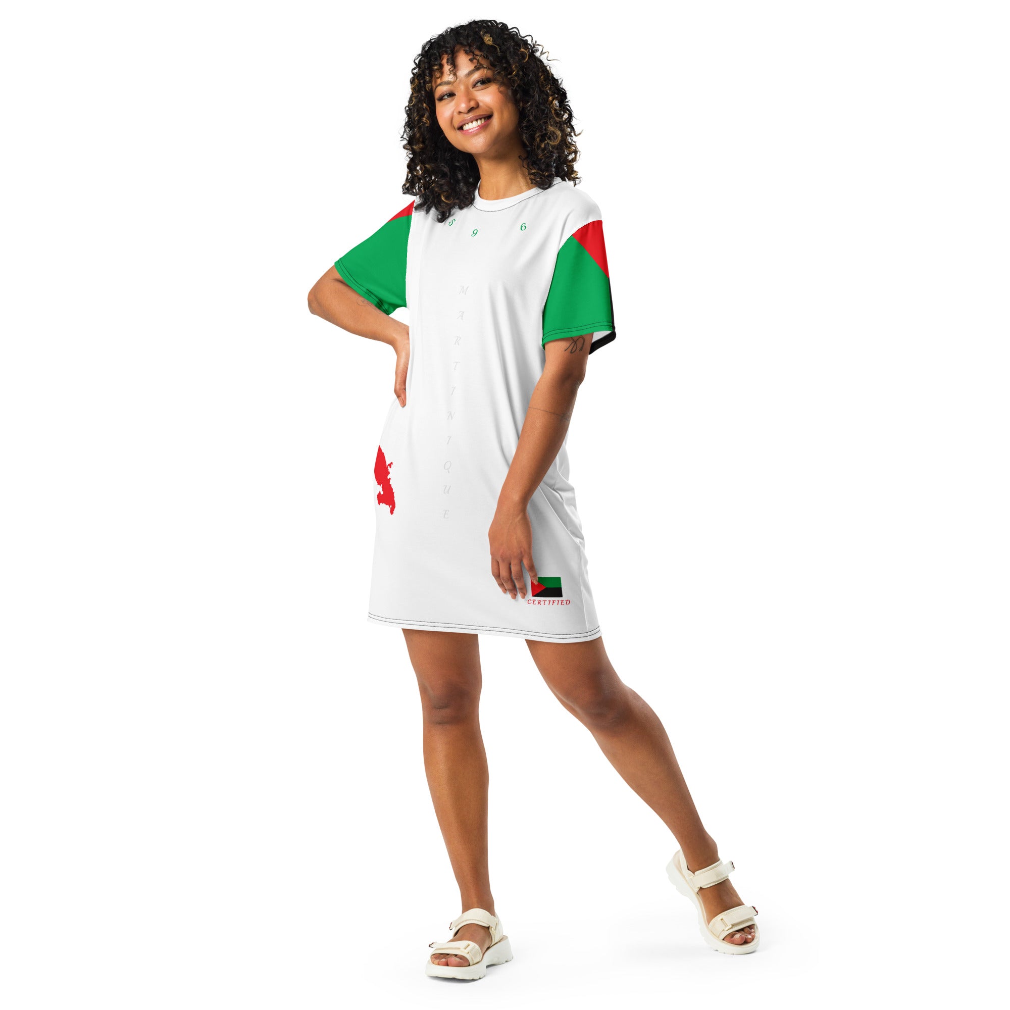 Martinique T-shirt dress (White)-Fete Massive