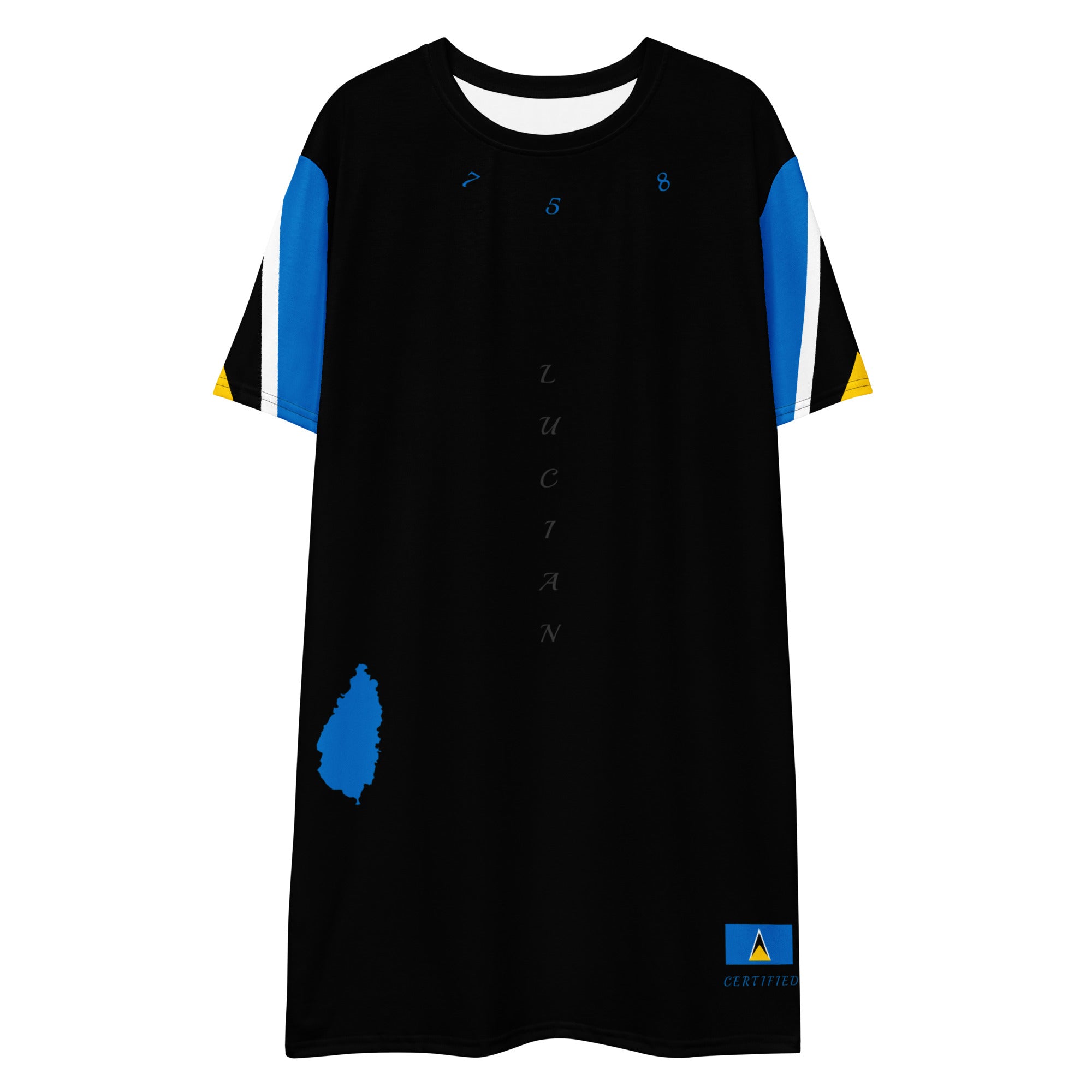 St. Lucia T-shirt dress (Black)-Fete Massive