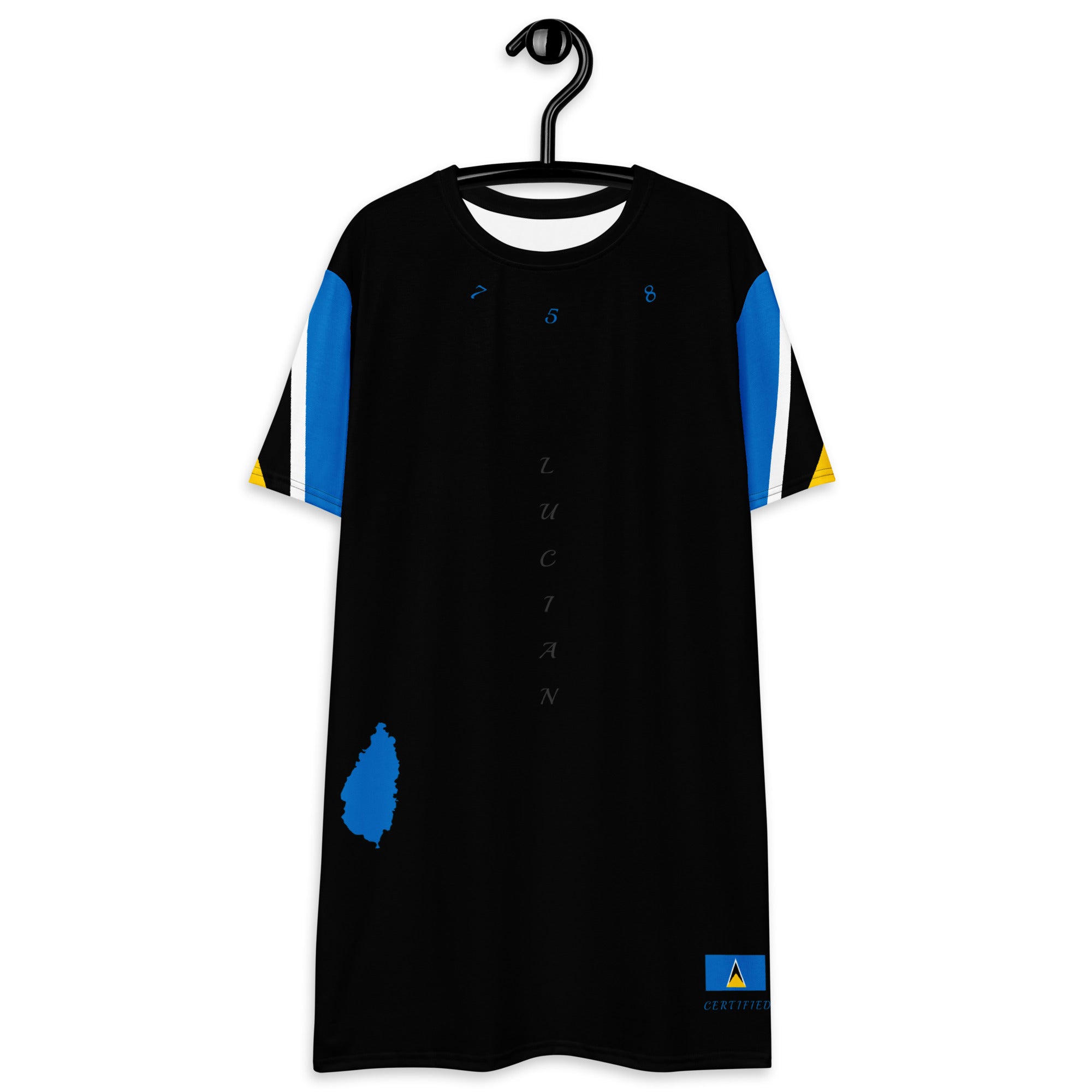 St. Lucia T-shirt dress (Black)-Fete Massive