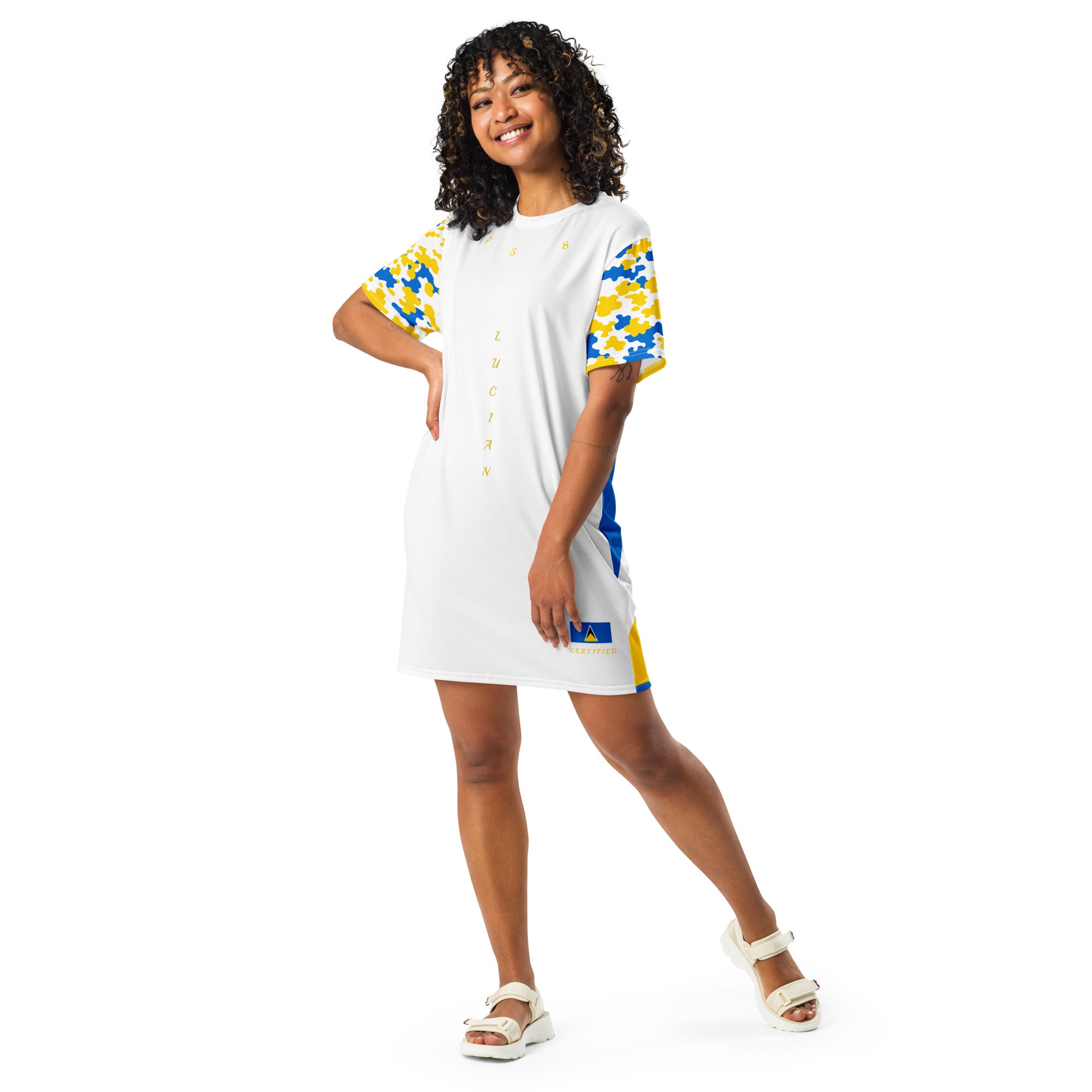 St. Lucia CAMO sleeve T-shirt dress-Fete Massive