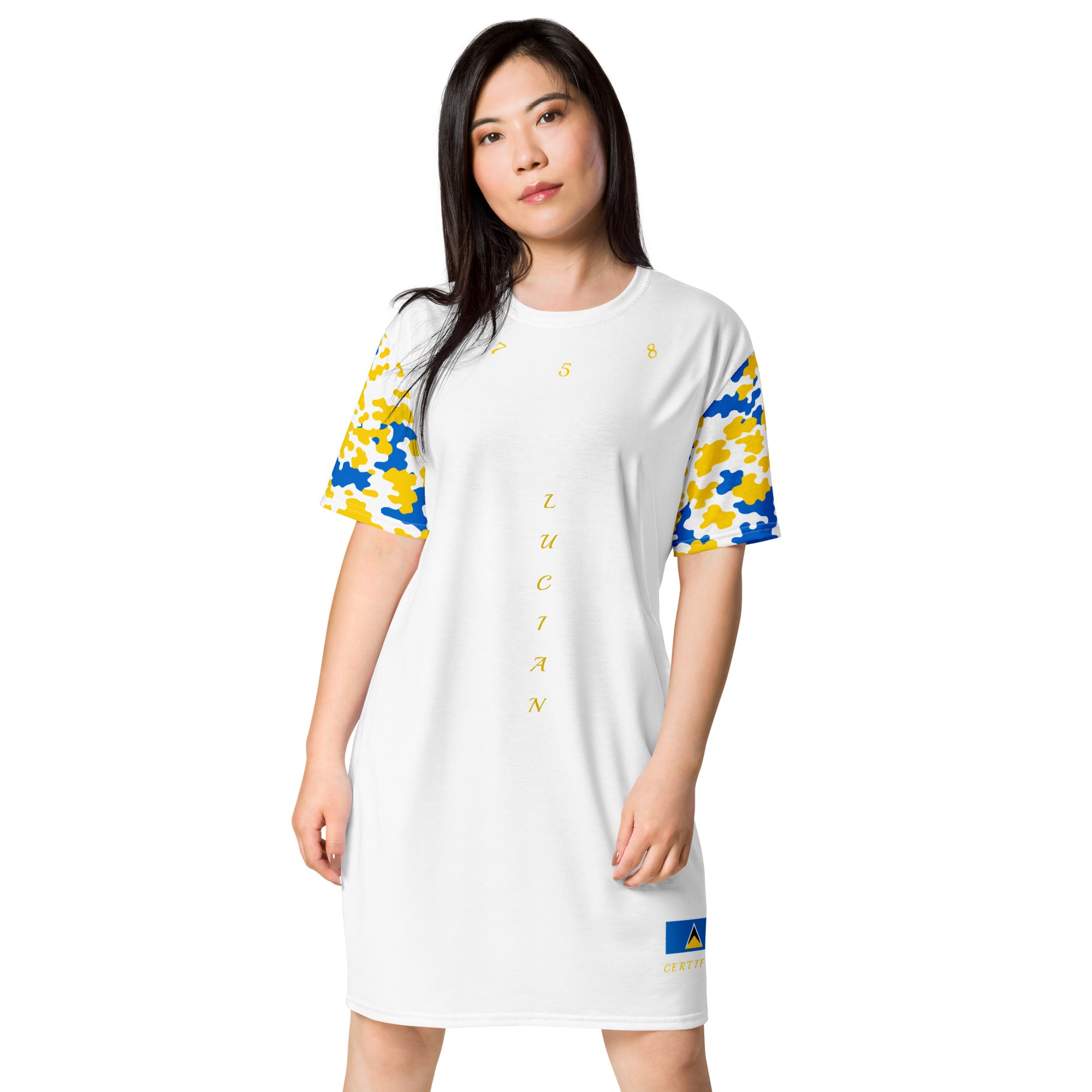 St. Lucia CAMO sleeve T-shirt dress-Fete Massive