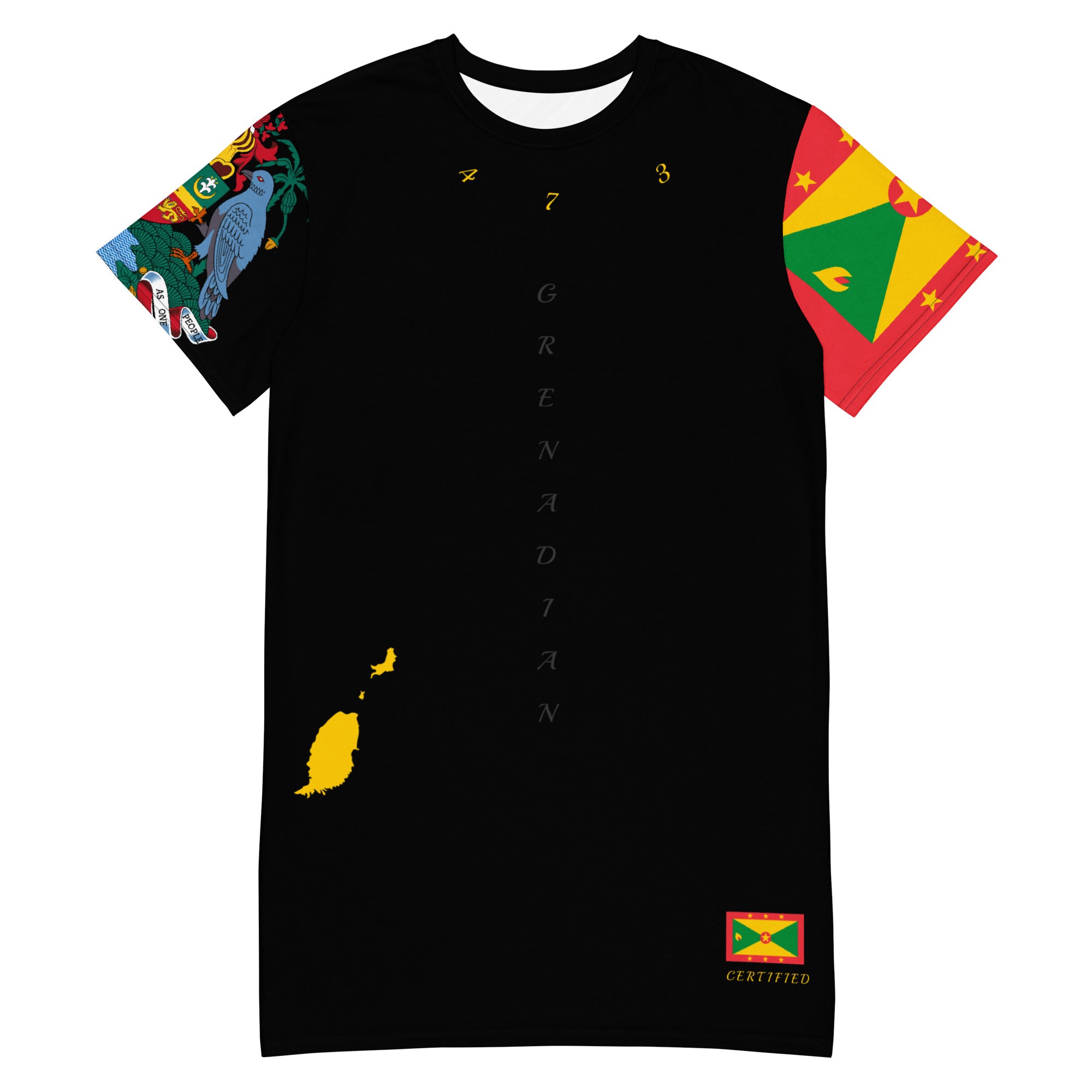 Grenada T-shirt dress (Flag & Coat of arms sleeve)-Fete Massive