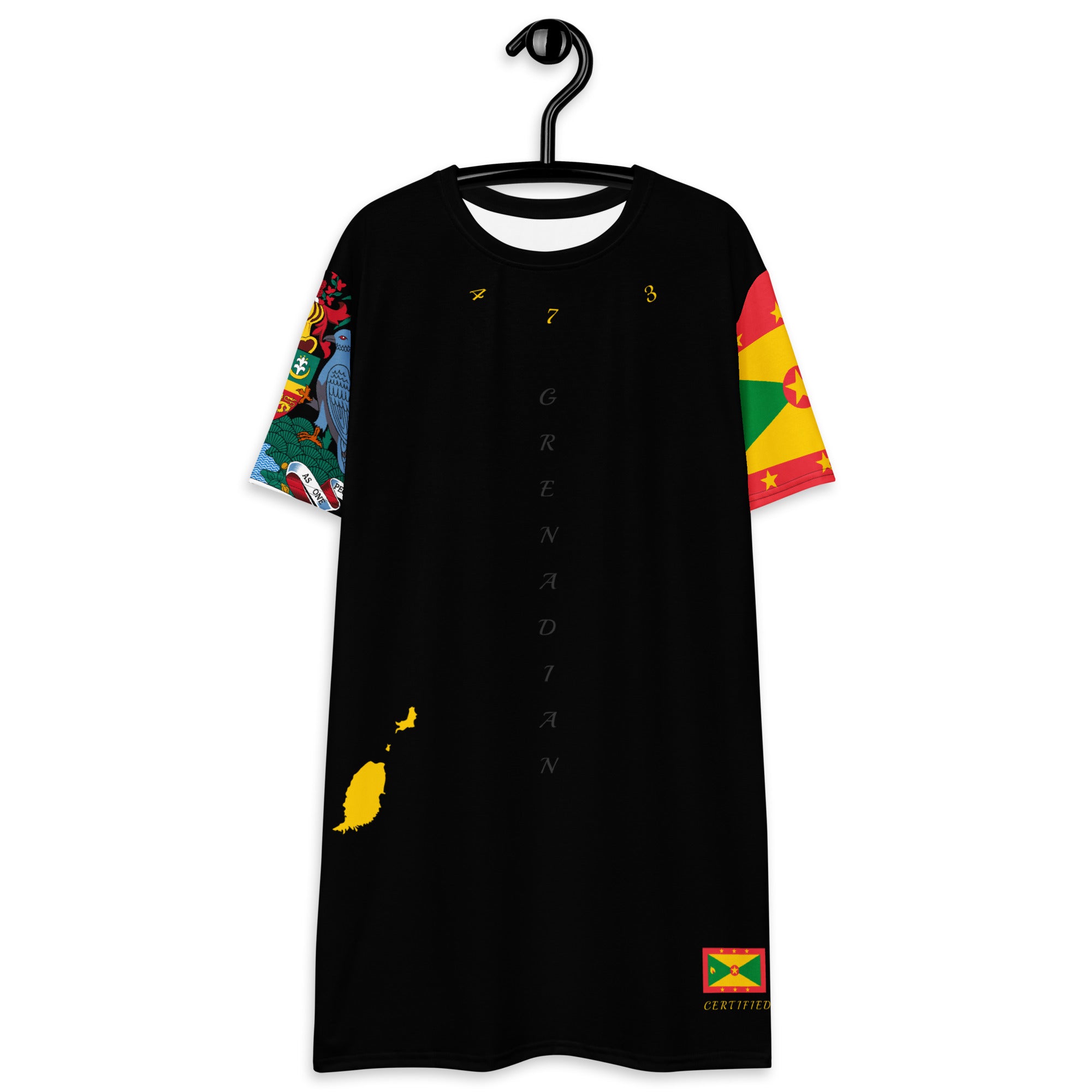 Grenada T-shirt dress (Flag & Coat of arms sleeve)-Fete Massive