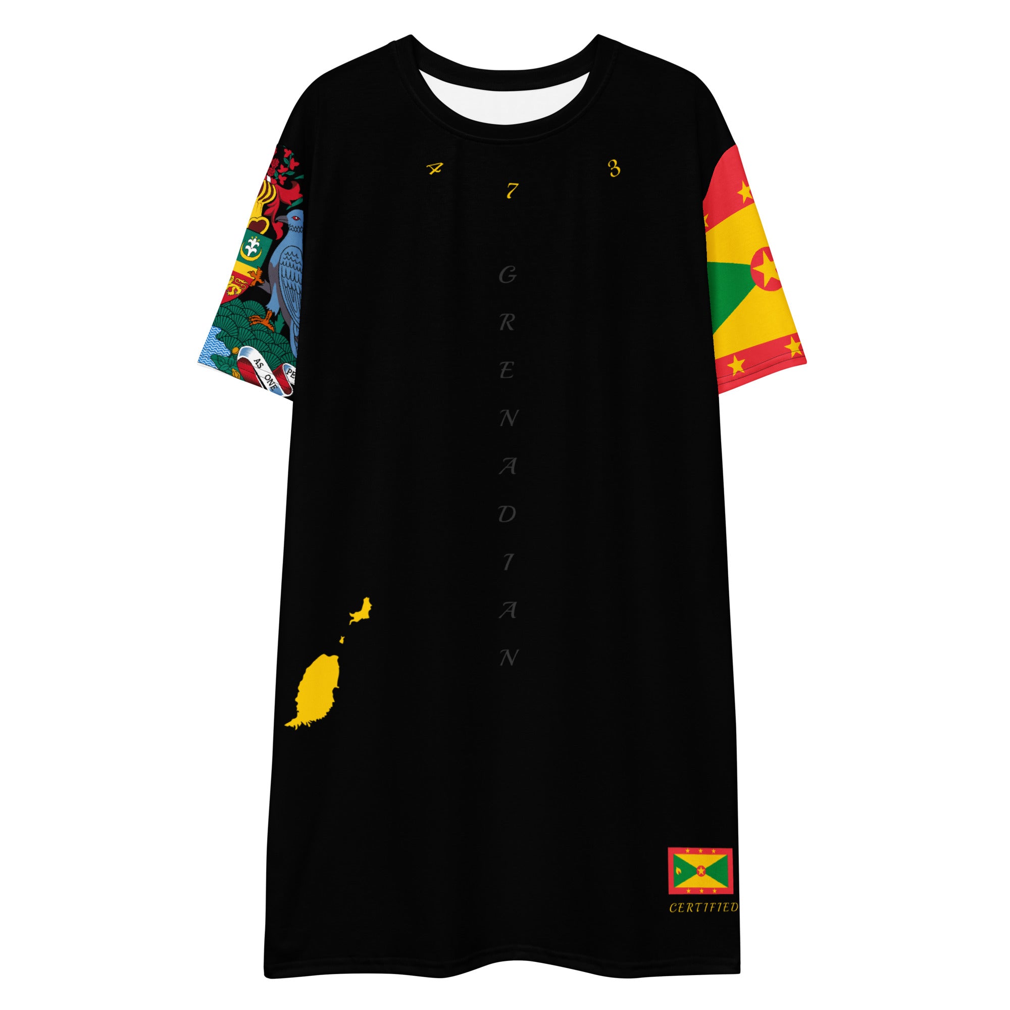 Grenada T-shirt dress (Flag & Coat of arms sleeve)-Fete Massive