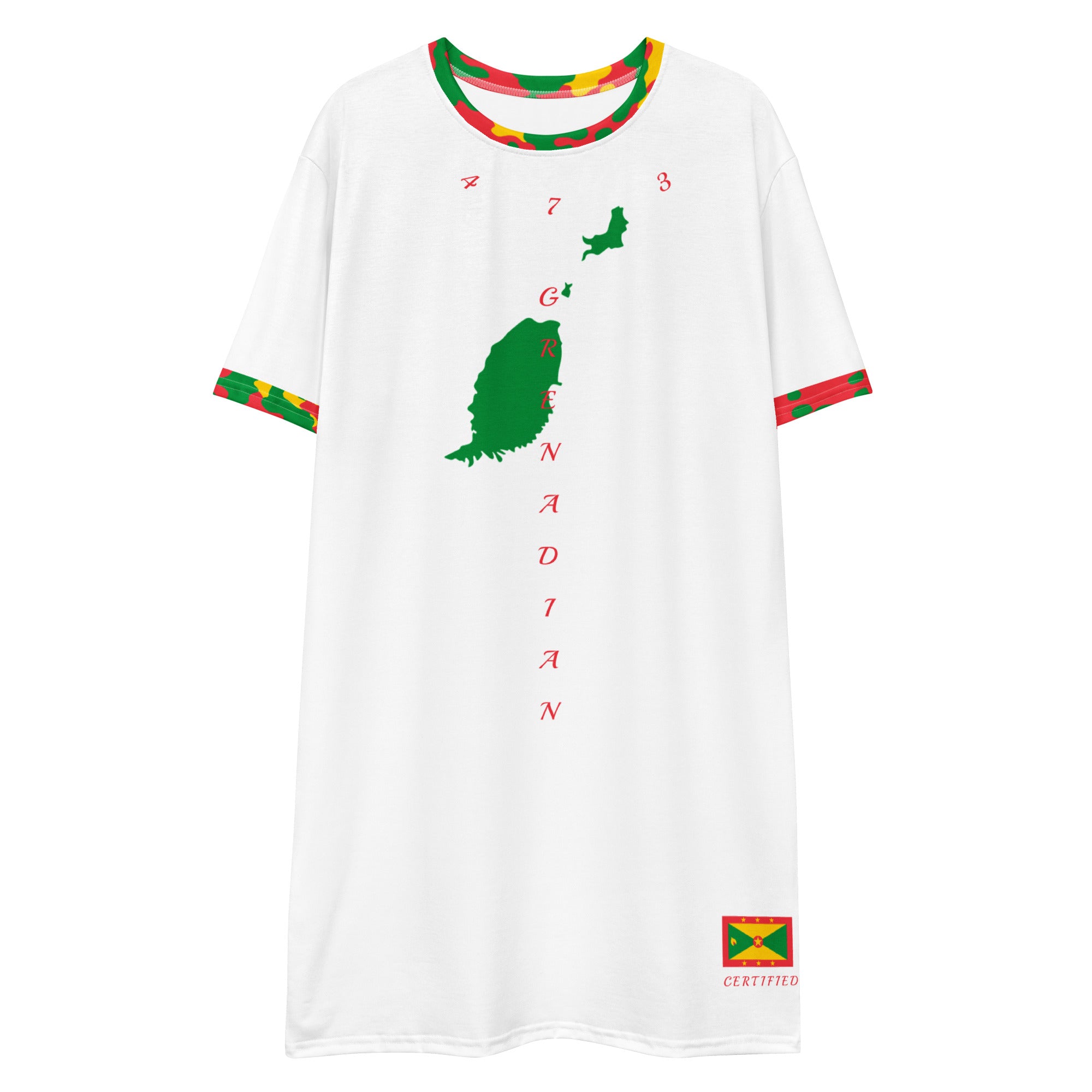 Grenada T-shirt dress (White)-Fete Massive