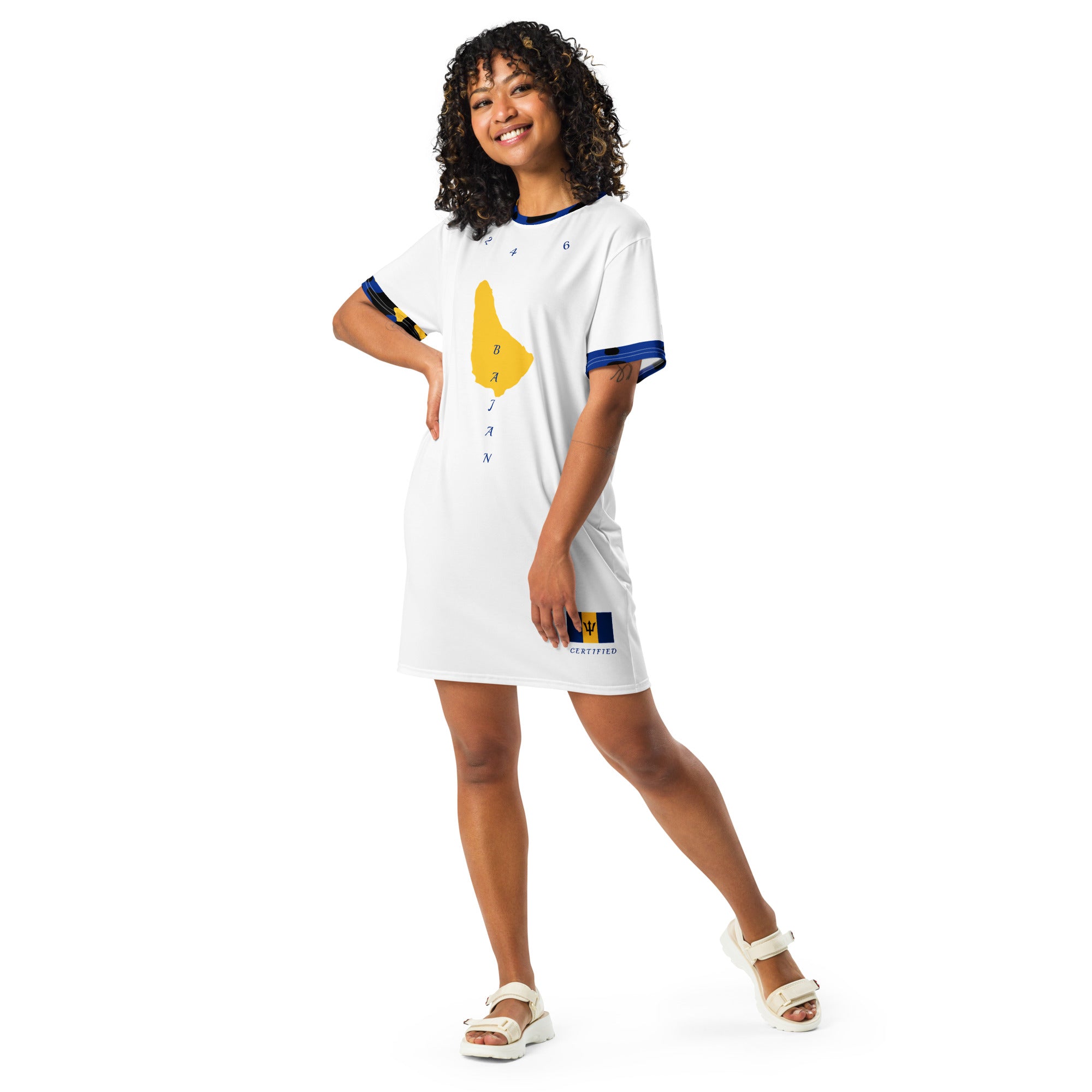 Barbados T-shirt dress (CAMO Trim)-Fete Massive