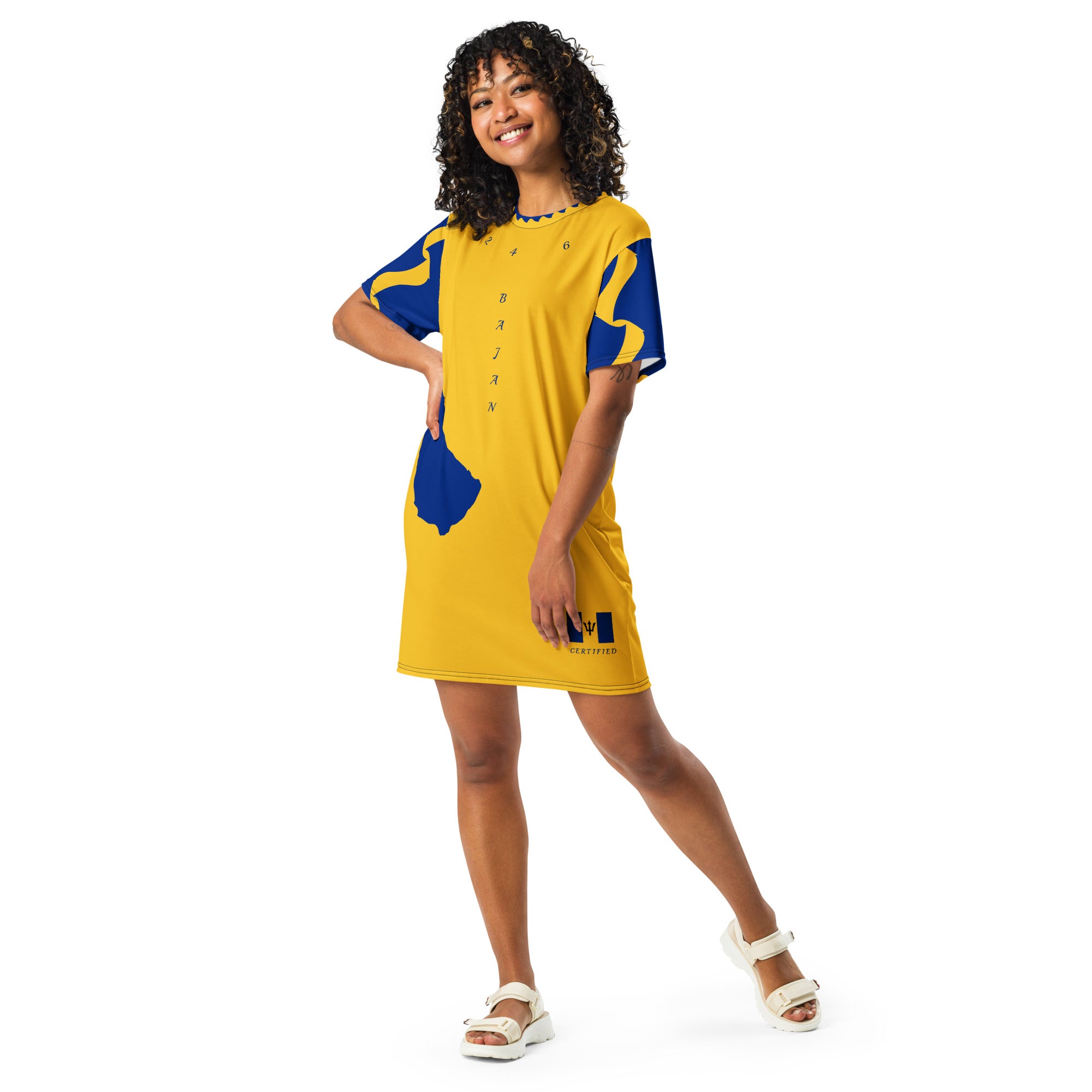 Barbados T-shirt dress (Yellow)-Fete Massive