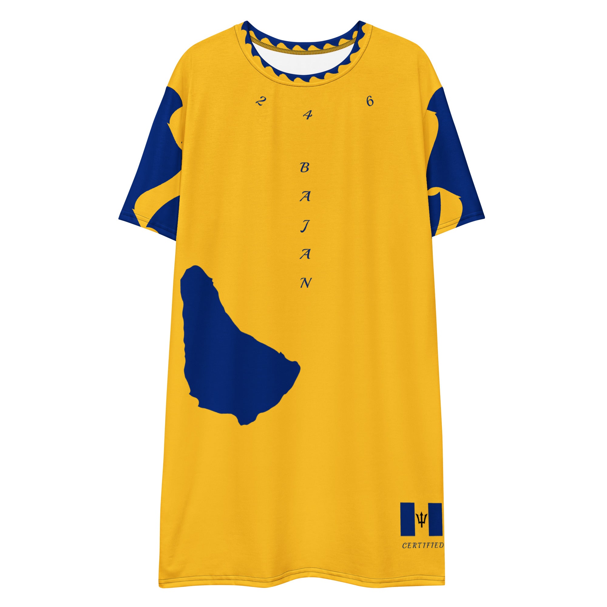 Barbados T-shirt dress (Yellow)-Fete Massive