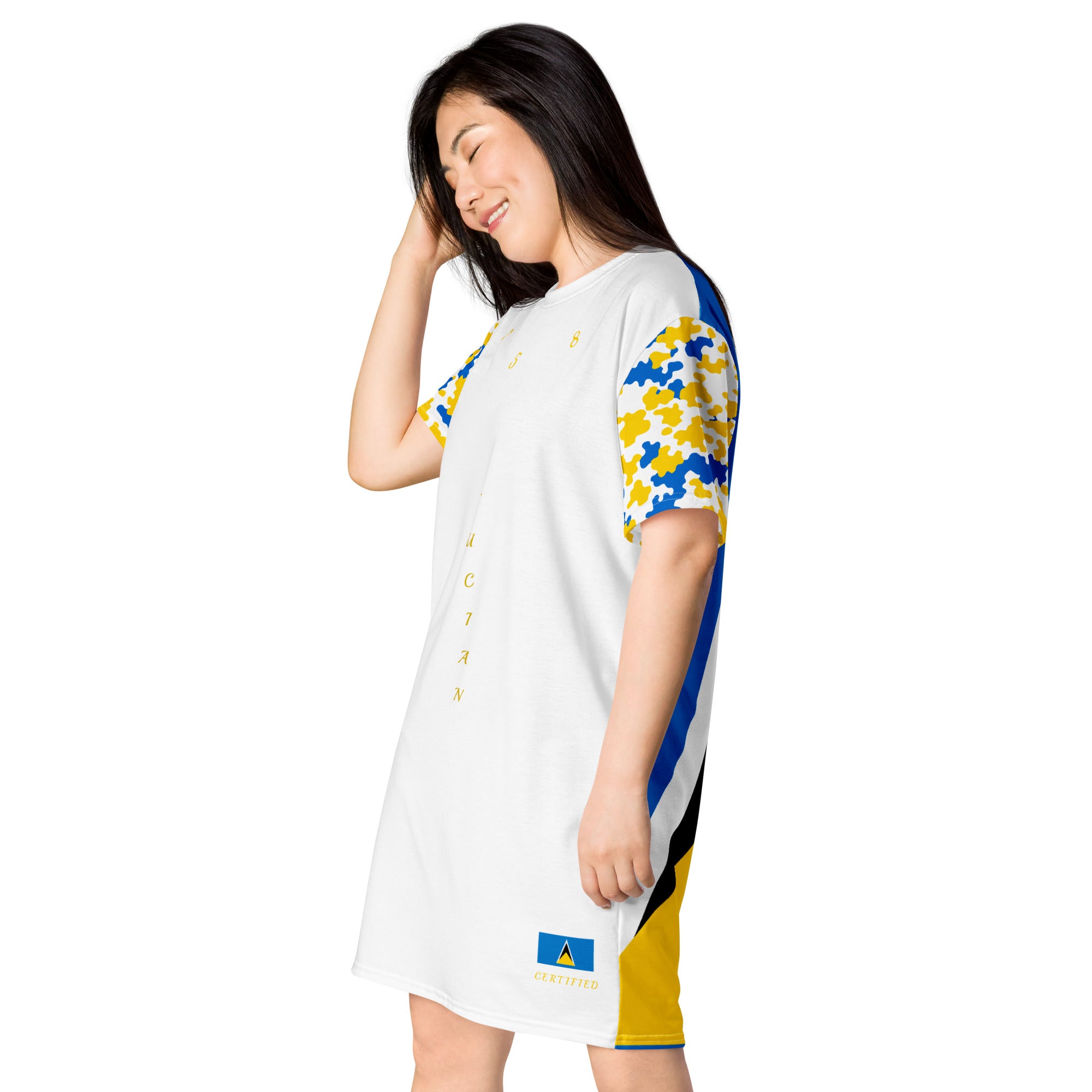 St. Lucia CAMO sleeve T-shirt dress-Fete Massive