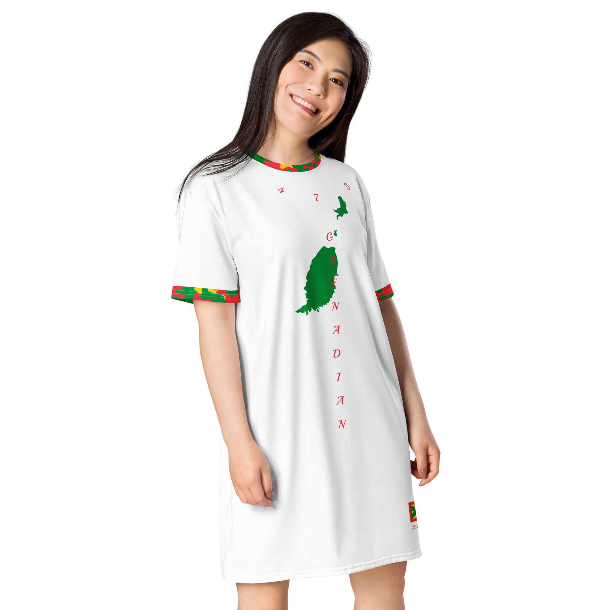 Grenada T-shirt dress (White)-Fete Massive