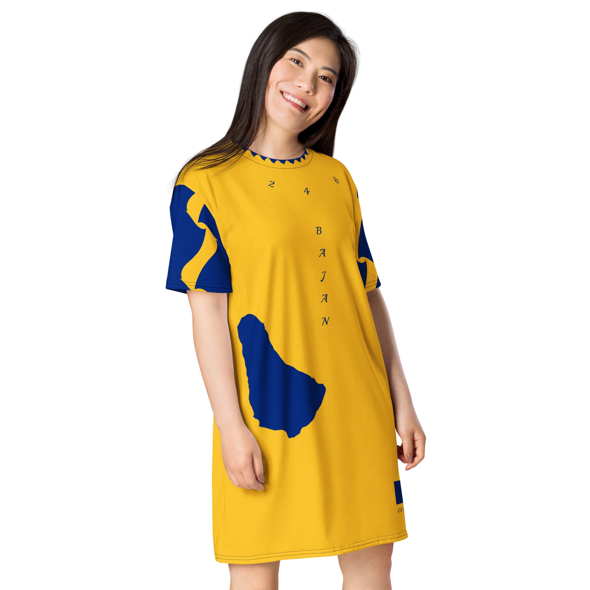 Barbados T-shirt dress (Yellow)-Fete Massive