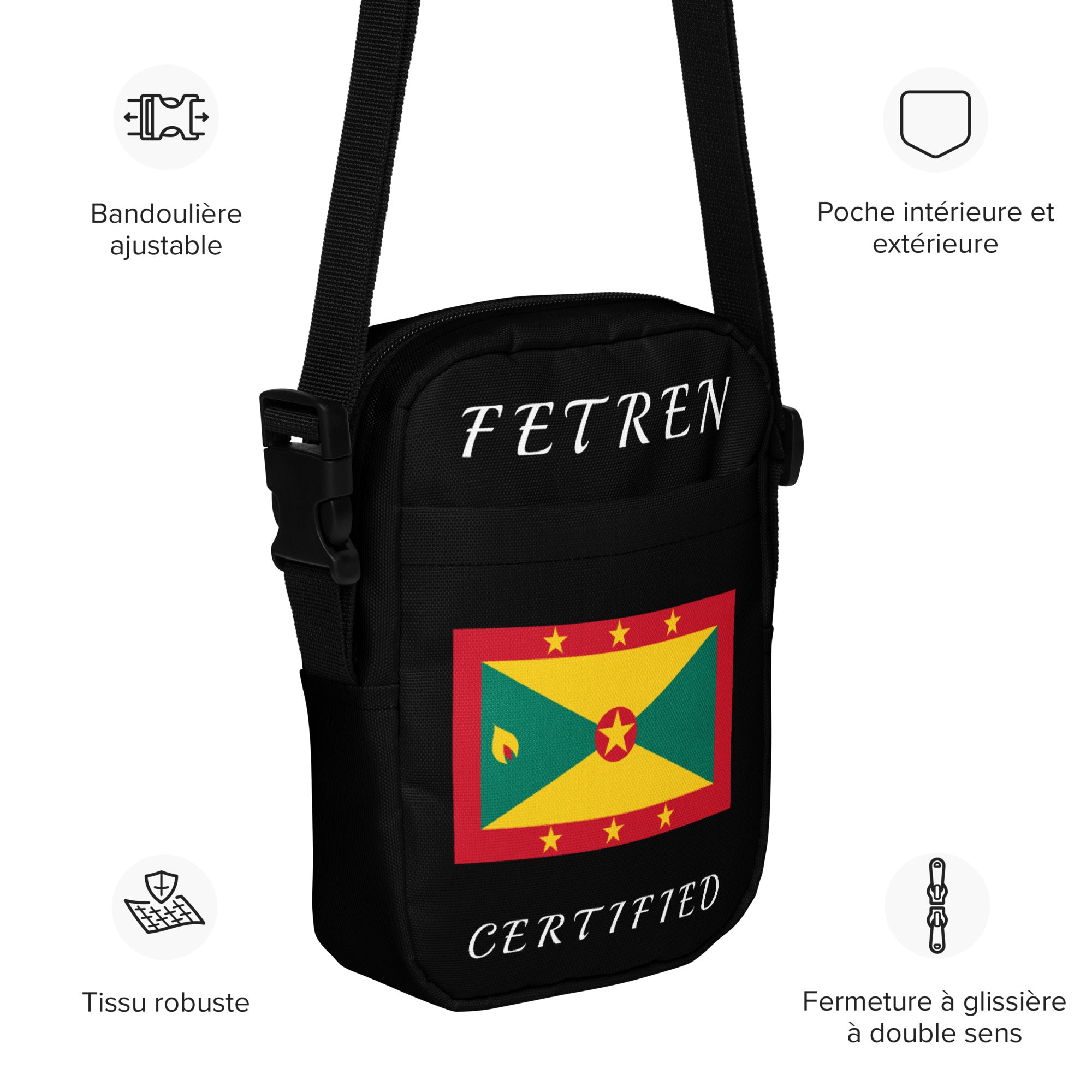 Grenada Utility crossbody bag (Black)-Fete Massive