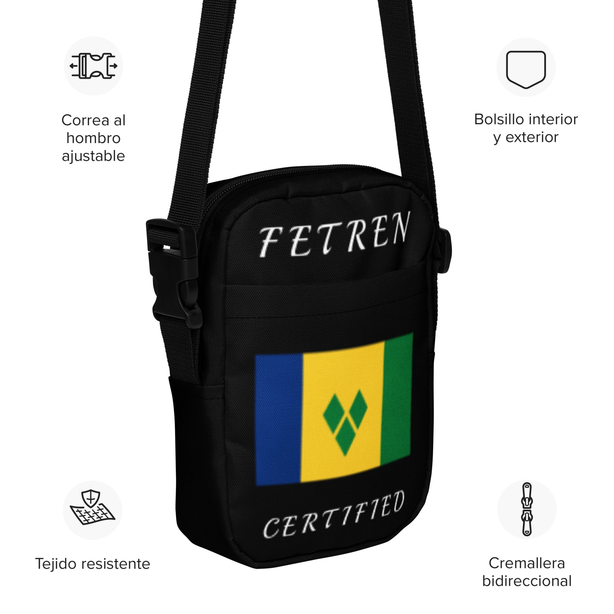 Saint Vincent and the Grenadines Utility crossbody bag (Black)-Fete Massive