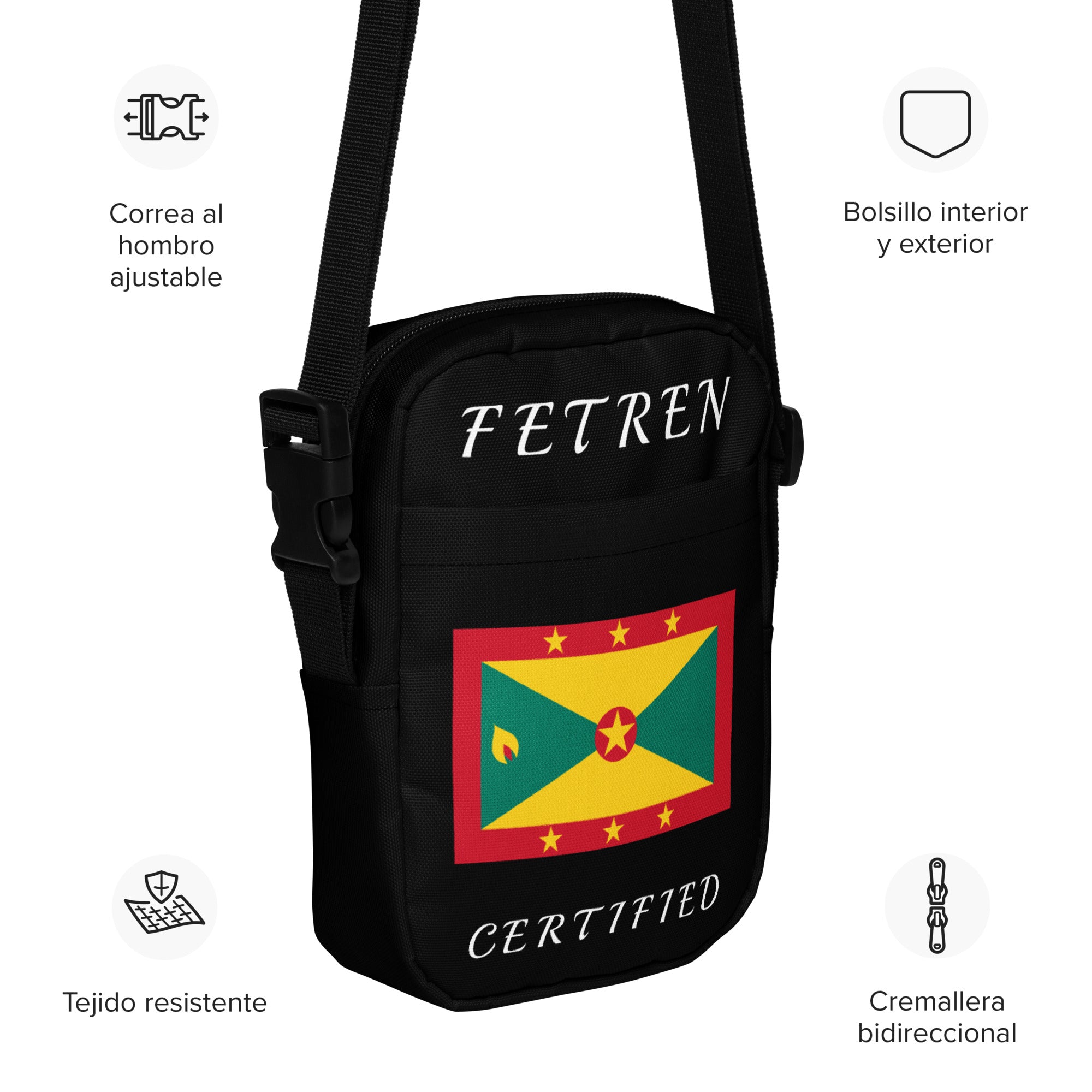 Grenada Utility crossbody bag (Black)-Fete Massive