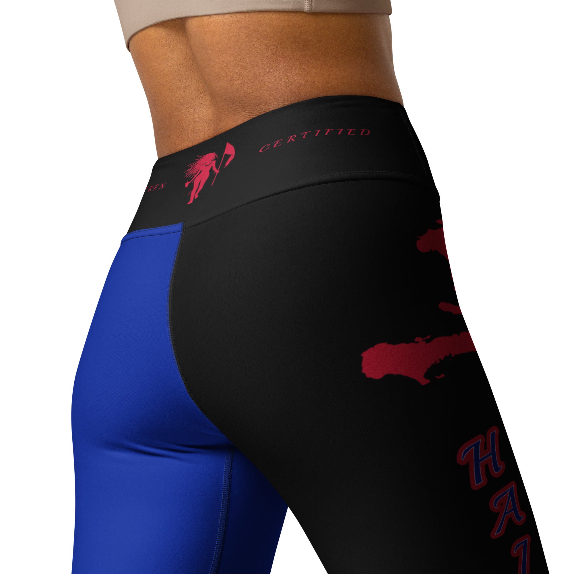 Haiti Flag Yoga Leggings (Black)-Fete Massive