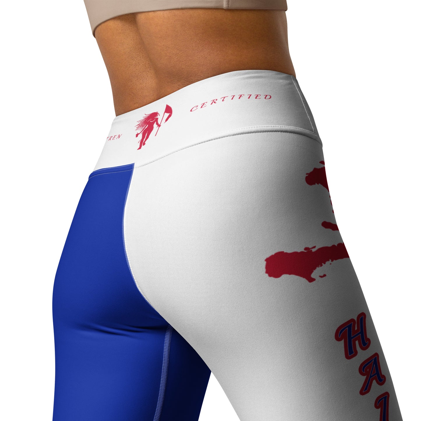 Haiti Flag Yoga Leggings (White)