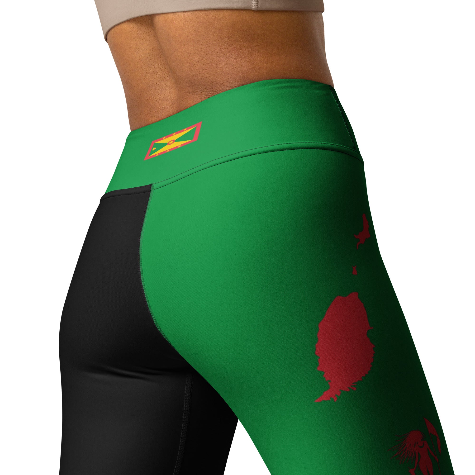 Grenada Yoga Leggings (Green with Black)-Fete Massive