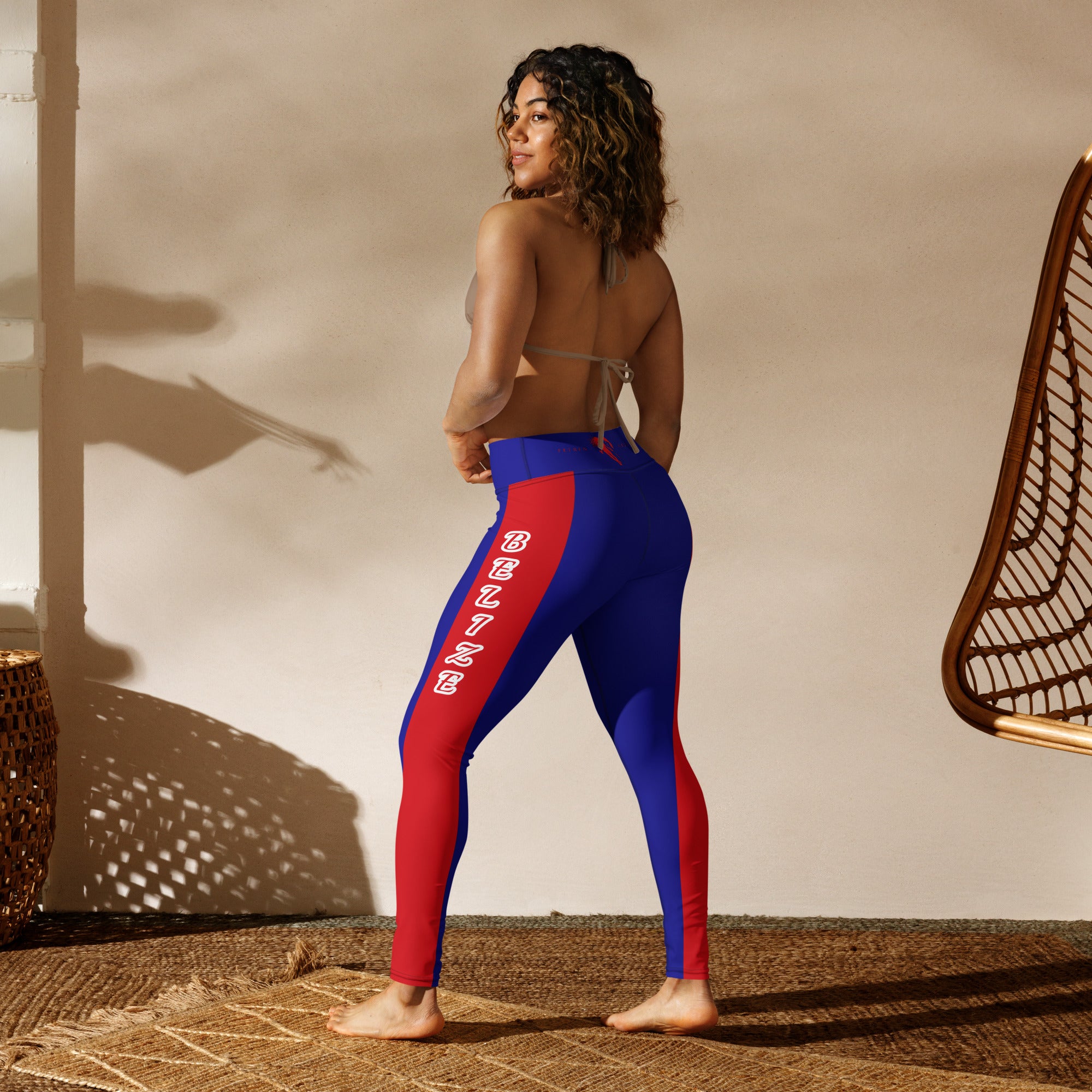 Belize Flag Yoga Leggings-Fete Massive