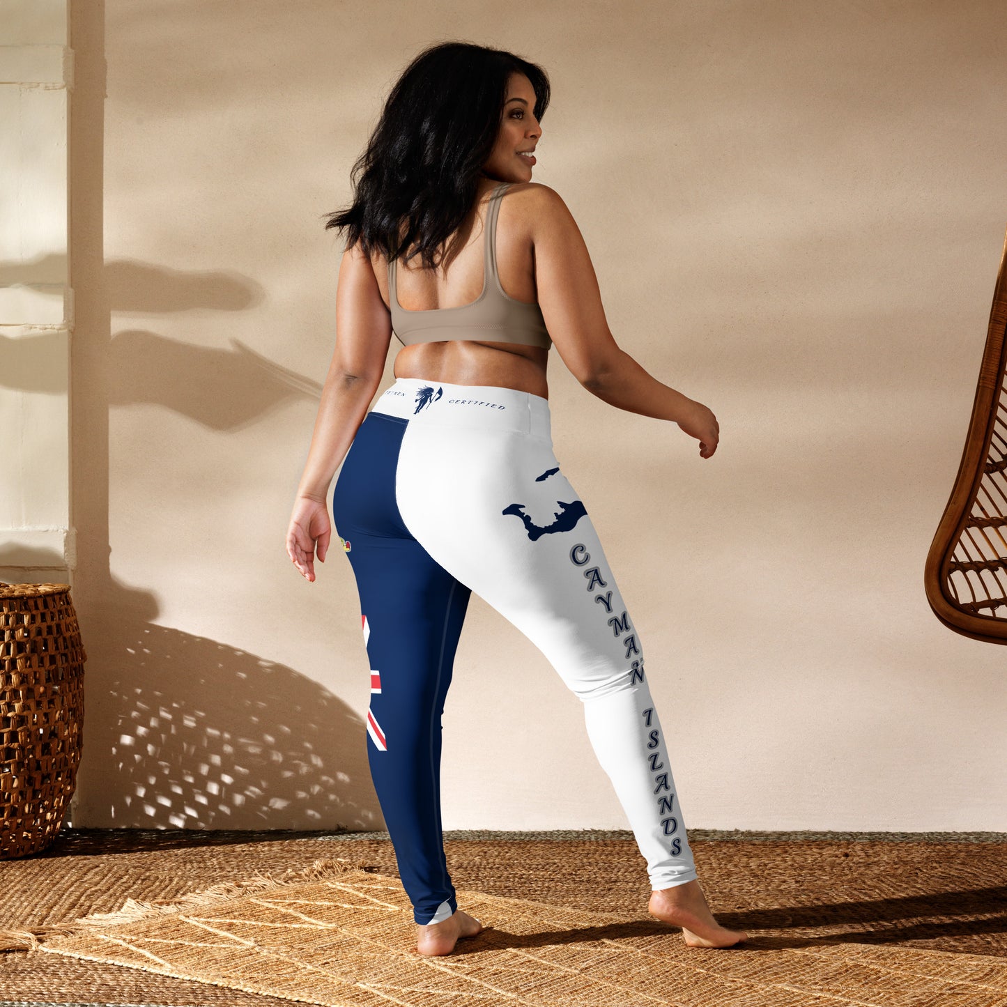 Caymen Islands Flag Yoga Leggings White