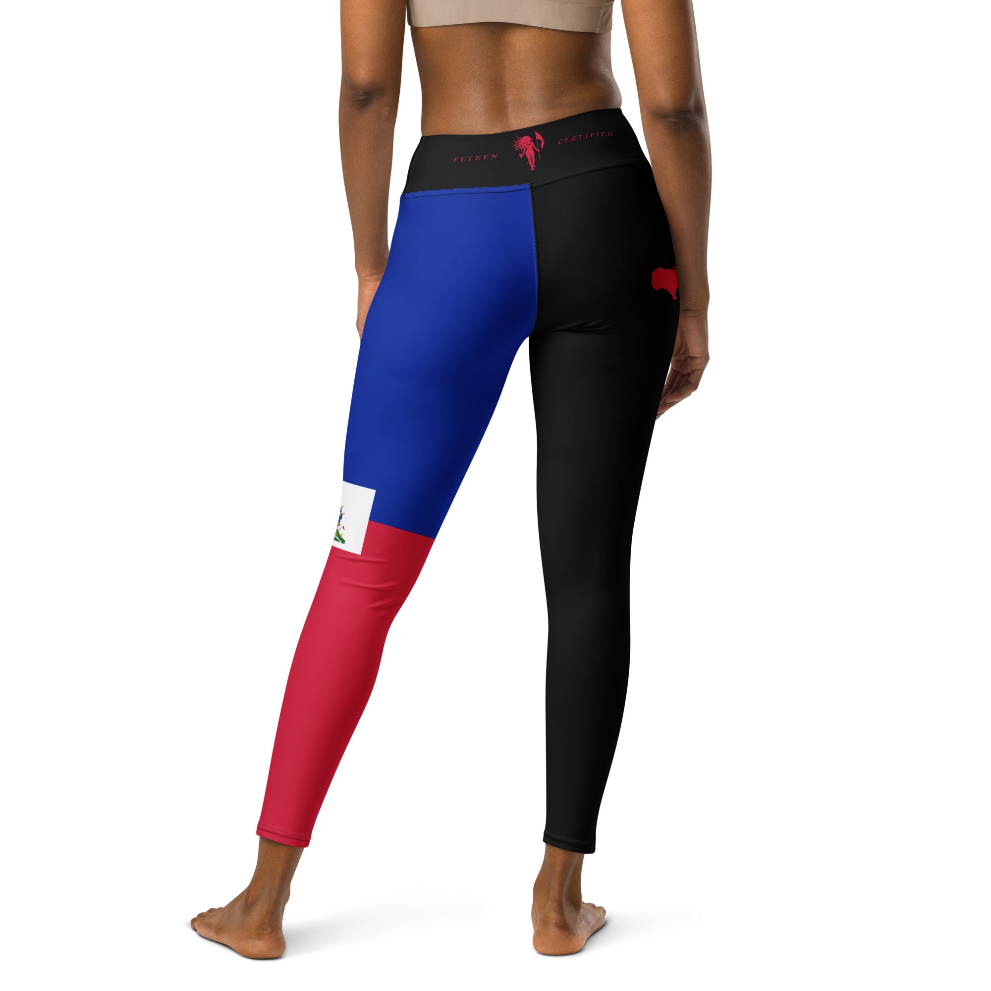 Haiti Flag Yoga Leggings (Black)-Fete Massive