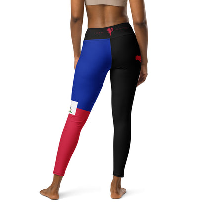 Haiti Flag Yoga Leggings (Black)