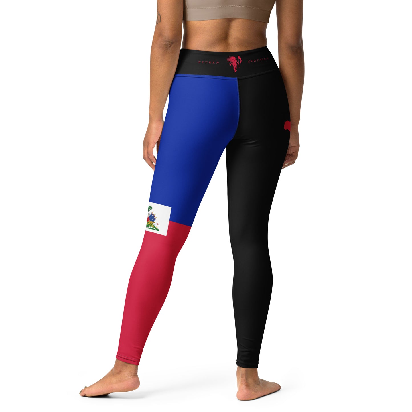 Haiti Flag Yoga Leggings (Black)