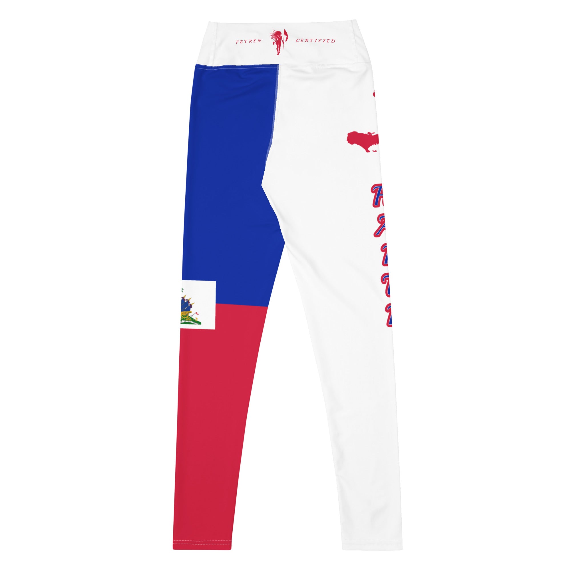 Haiti Flag Yoga Leggings (White)-Fete Massive