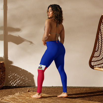 Haiti Flag Yoga Leggings (Blue)