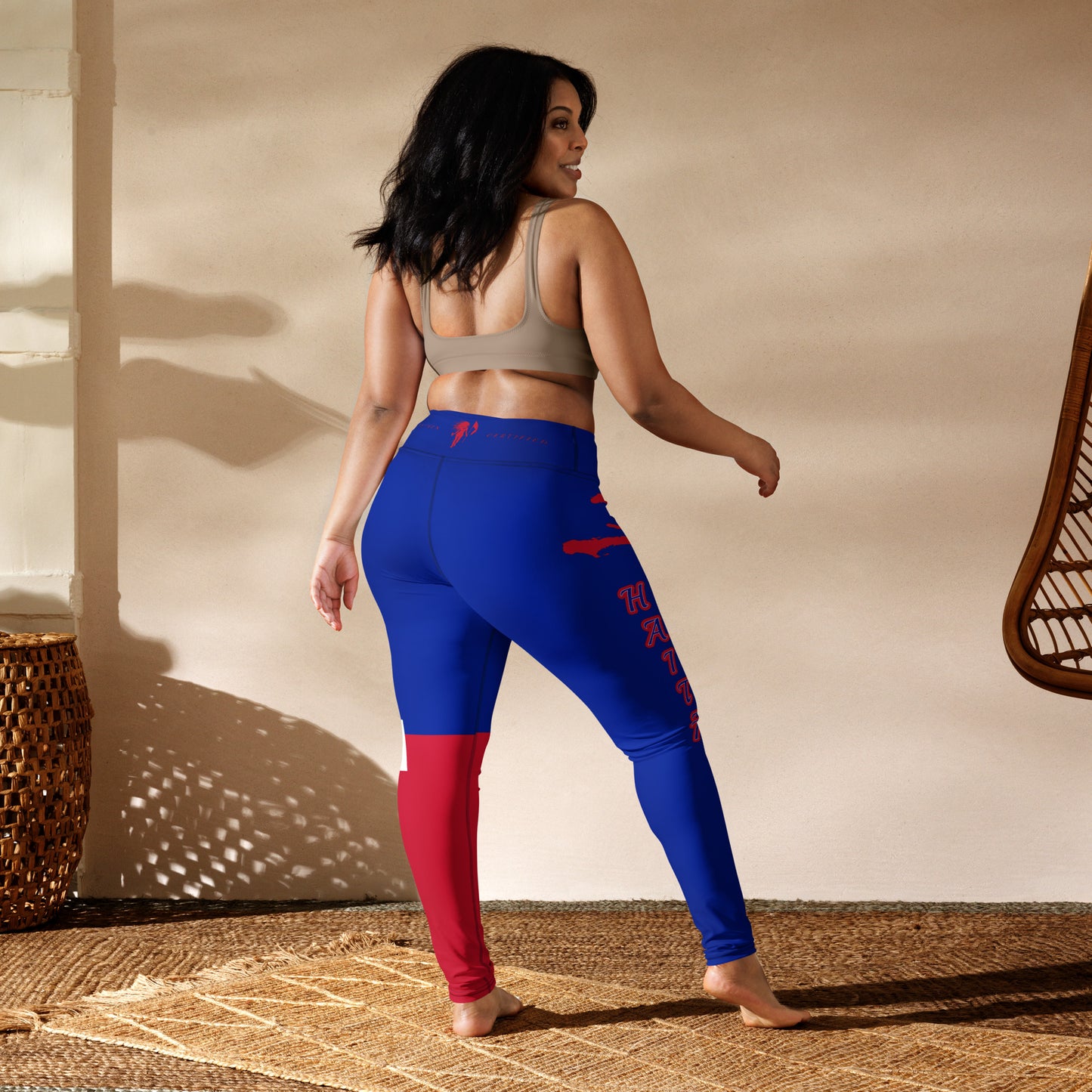 Haiti Flag Yoga Leggings (Blue)