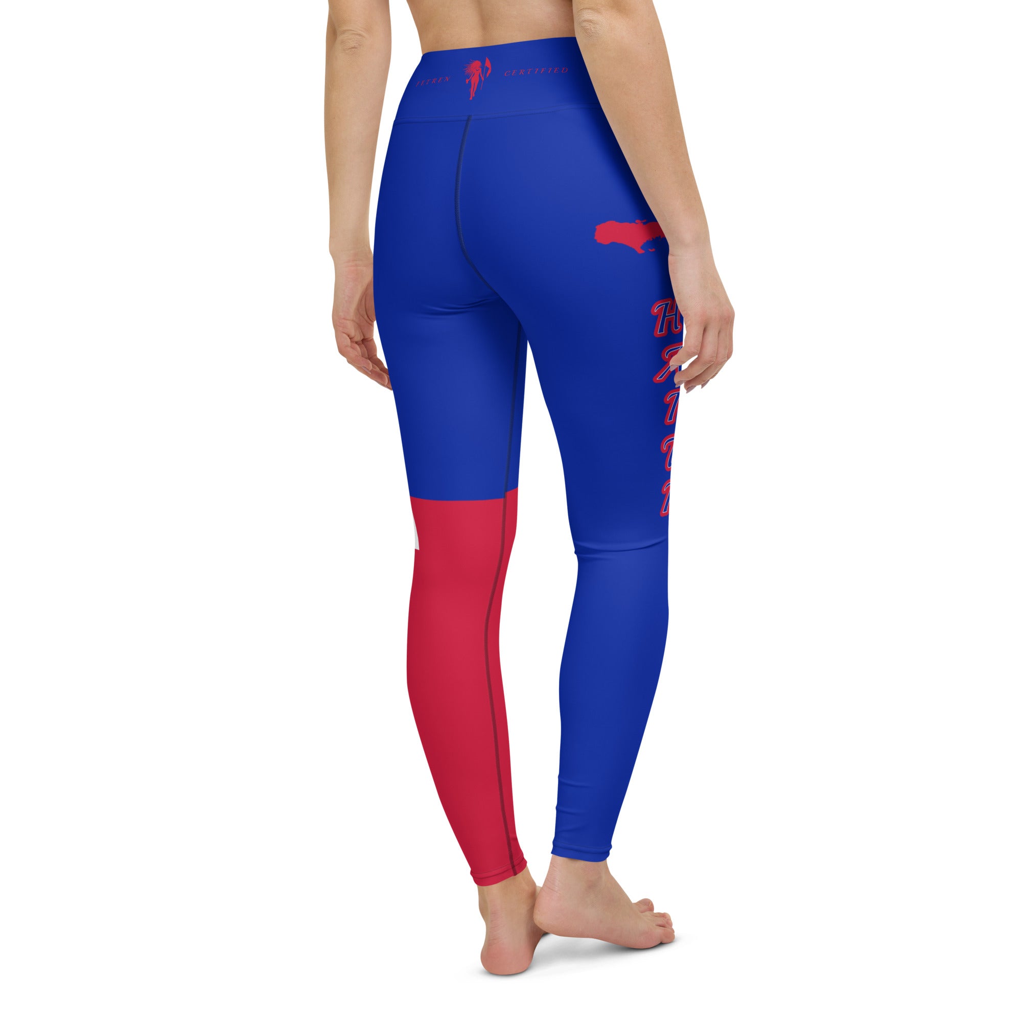 Haiti Flag Yoga Leggings (Blue)-Fete Massive