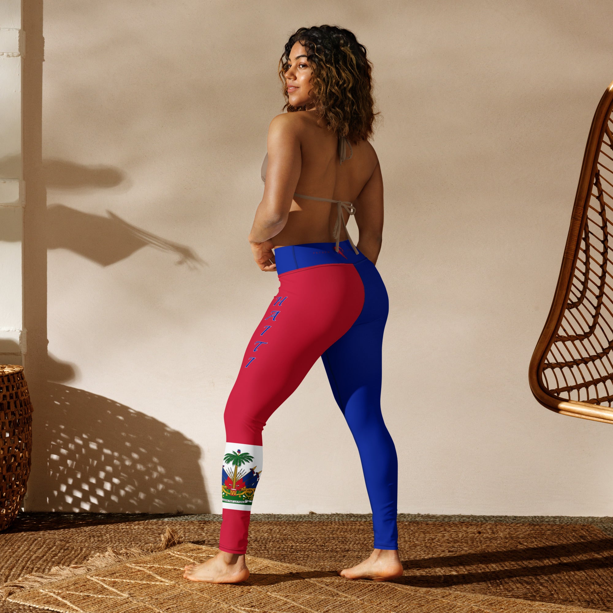 Haiti Flag Yoga Leggings-Fete Massive