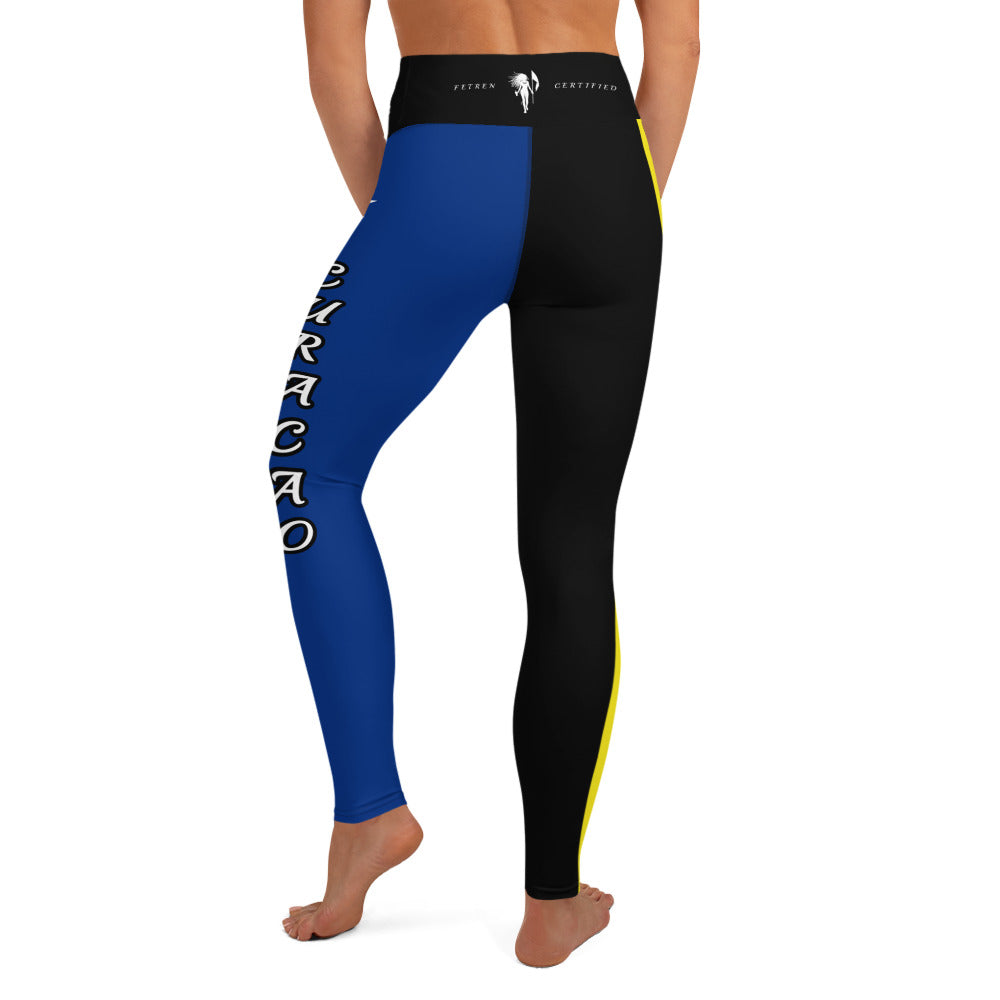 Curacao Flag Yoga Leggings Black-Fete Massive