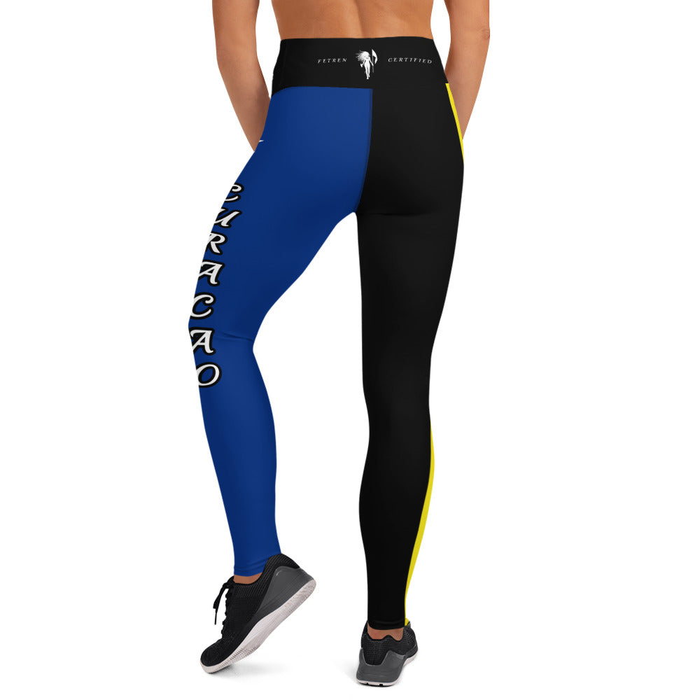 Curacao Flag Yoga Leggings Black-Fete Massive