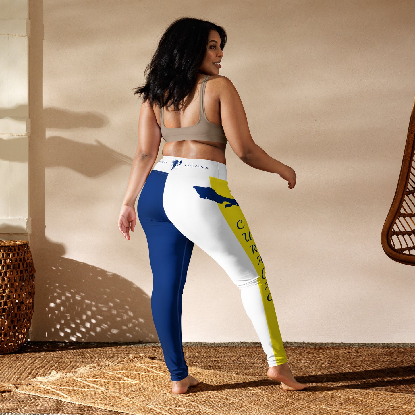 Curacao Flag Yoga Leggings (White)