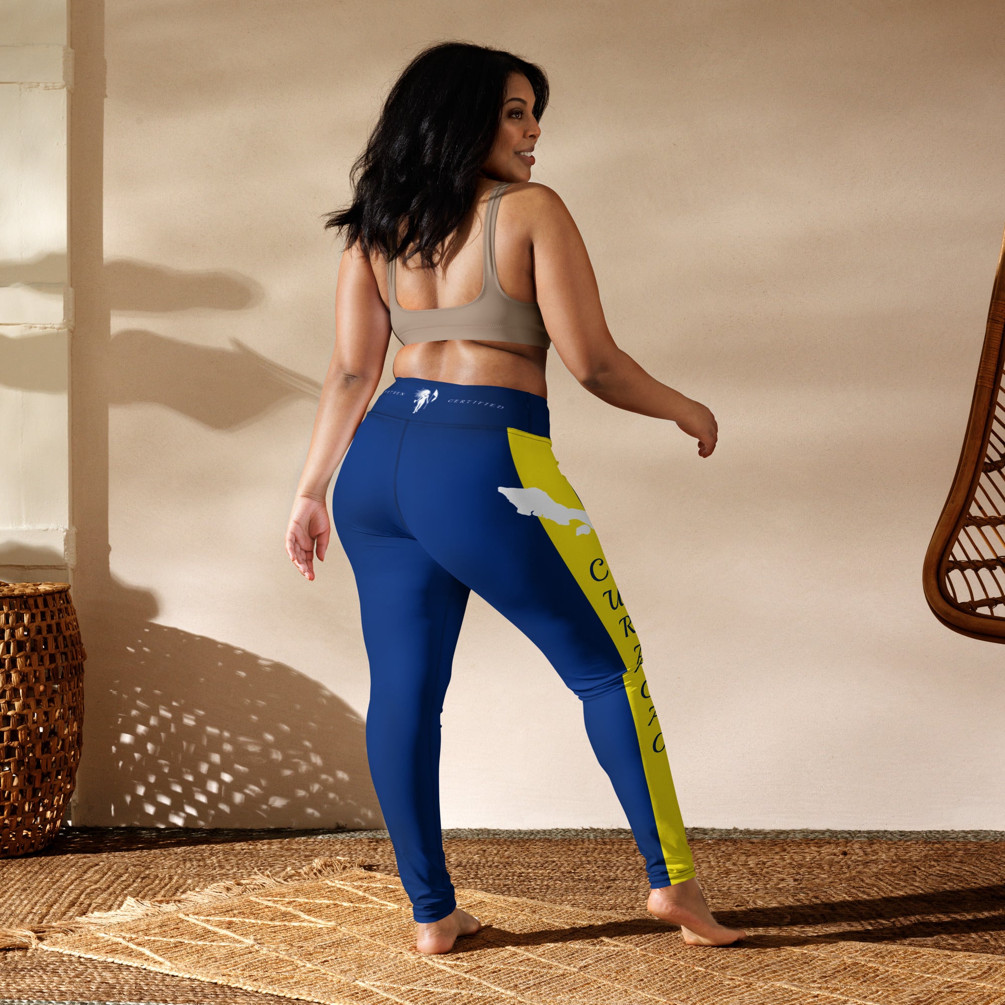 Curacao Flag Yoga Leggings (Blue)-Fete Massive