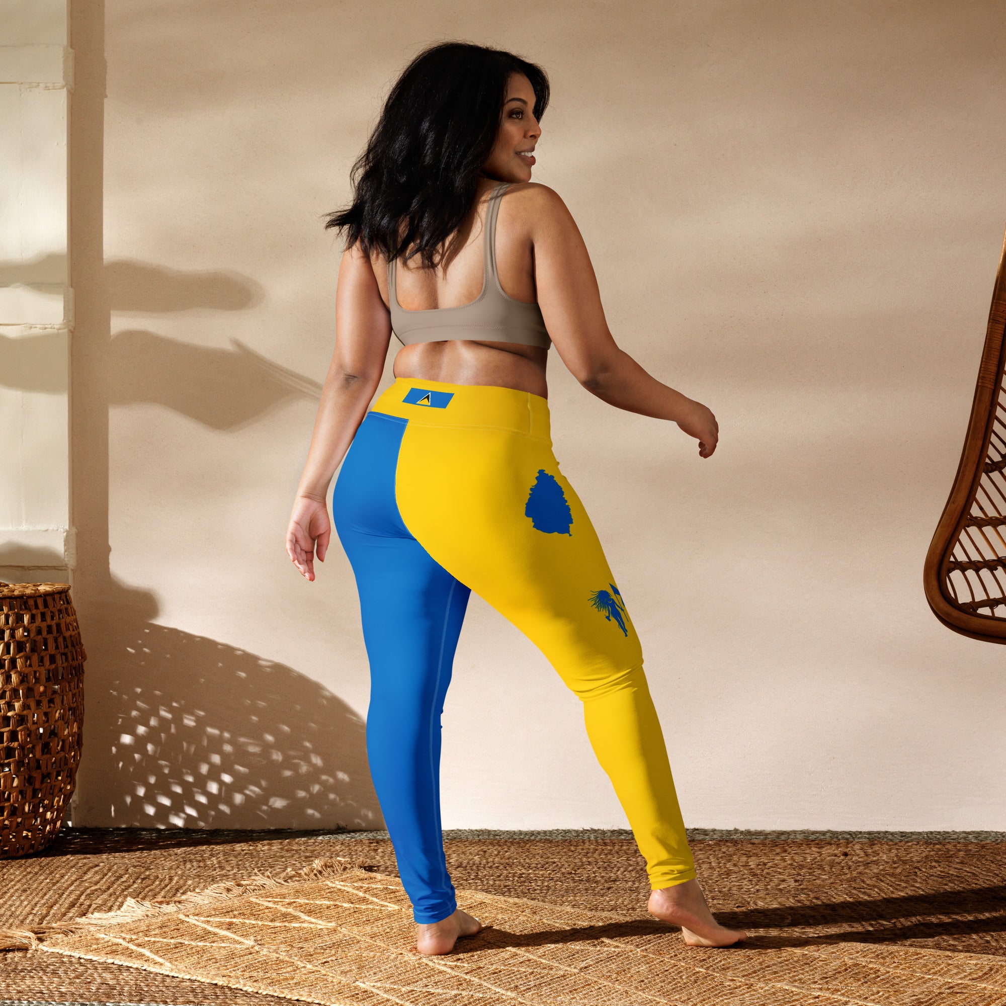 St. Lucia Yoga Leggings (Yellow & Blue)-Fete Massive