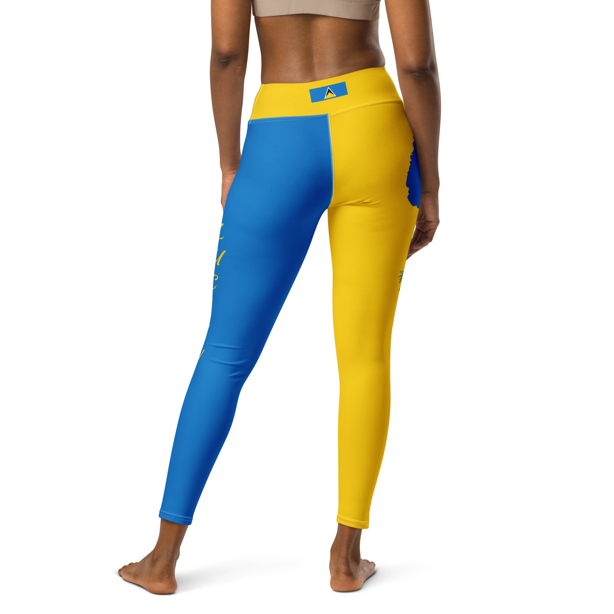 St. Lucia Yoga Leggings (Yellow & Blue)-Fete Massive