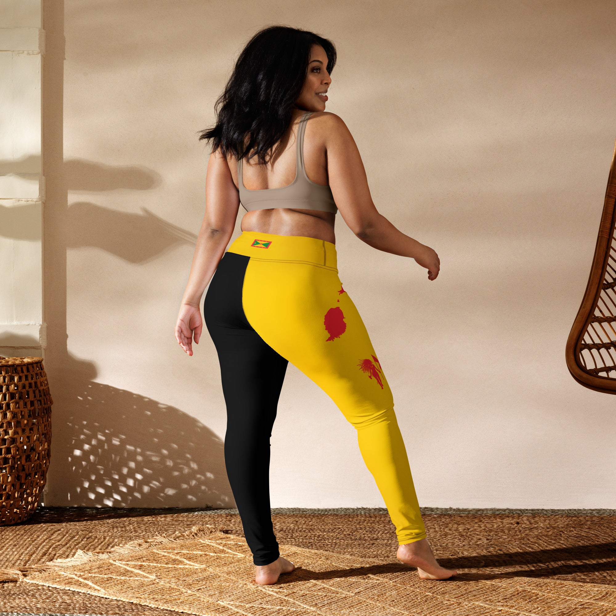 Grenada Yoga Leggings (Yellow & Black)-Fete Massive